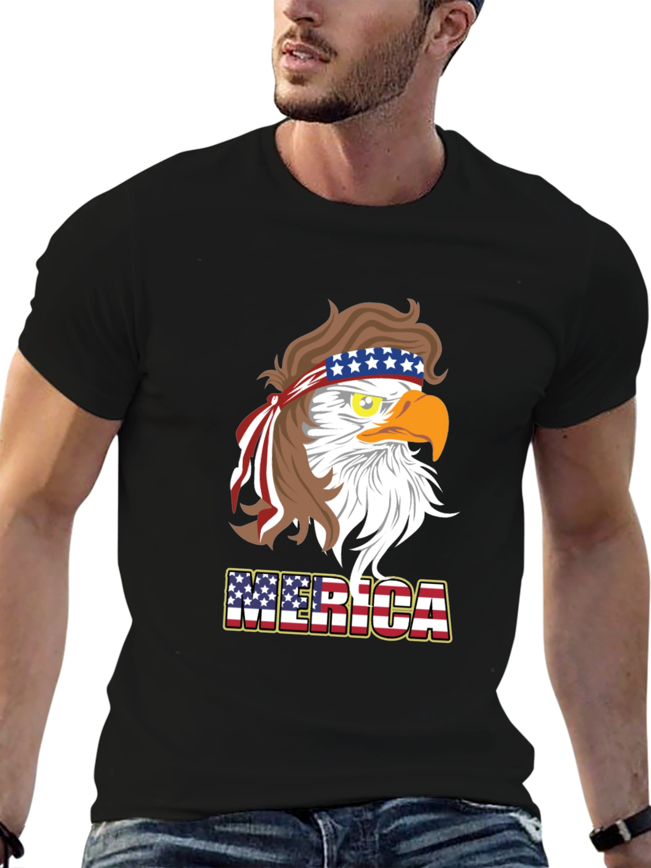 America Eagle T-Shirt Patriotic Design Mens Tee