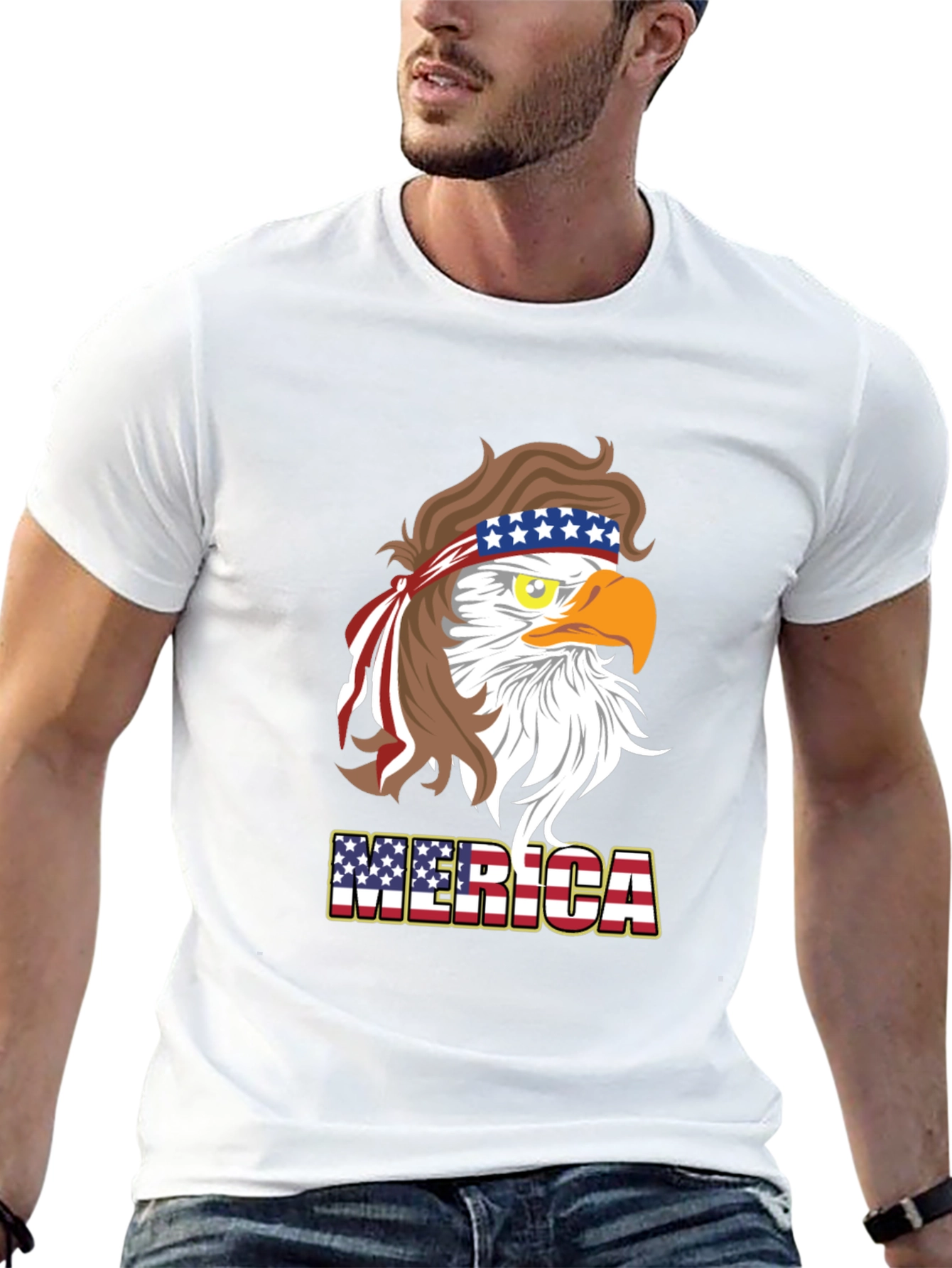America Eagle T-Shirt Patriotic Design Mens Tee