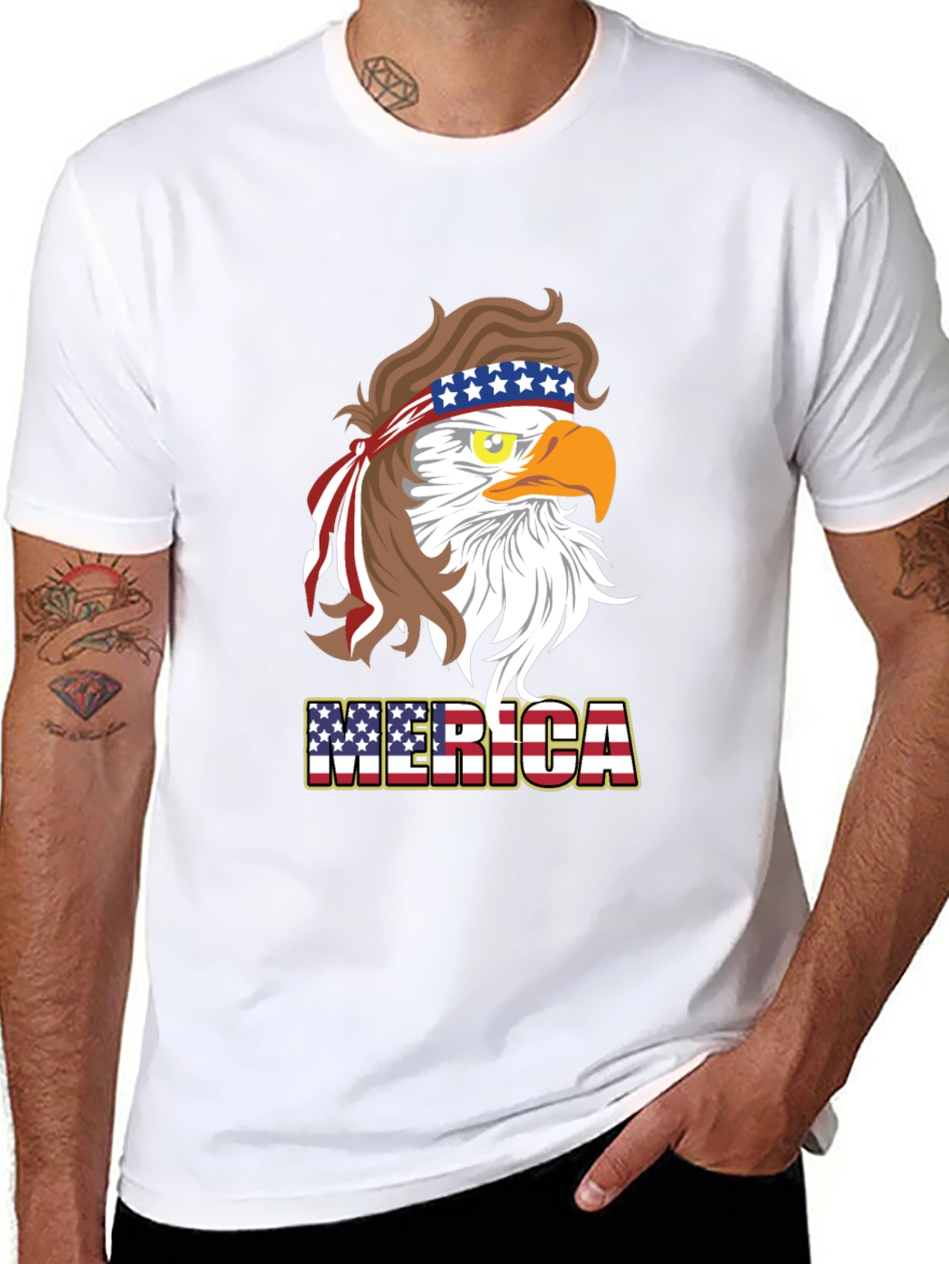 America Eagle T-Shirt Patriotic Design Mens Tee