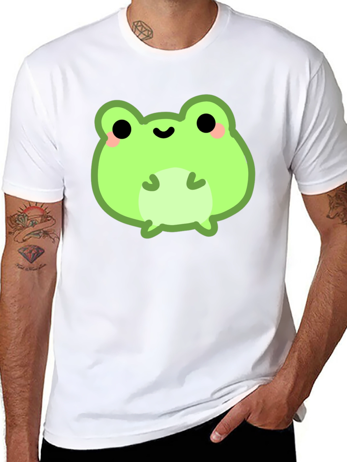 Cute Frog Graphic Tee - Black Cotton Shirt