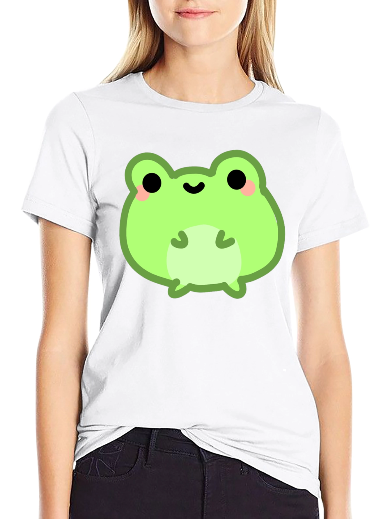 Cute Frog Graphic Tee - Black Cotton Shirt
