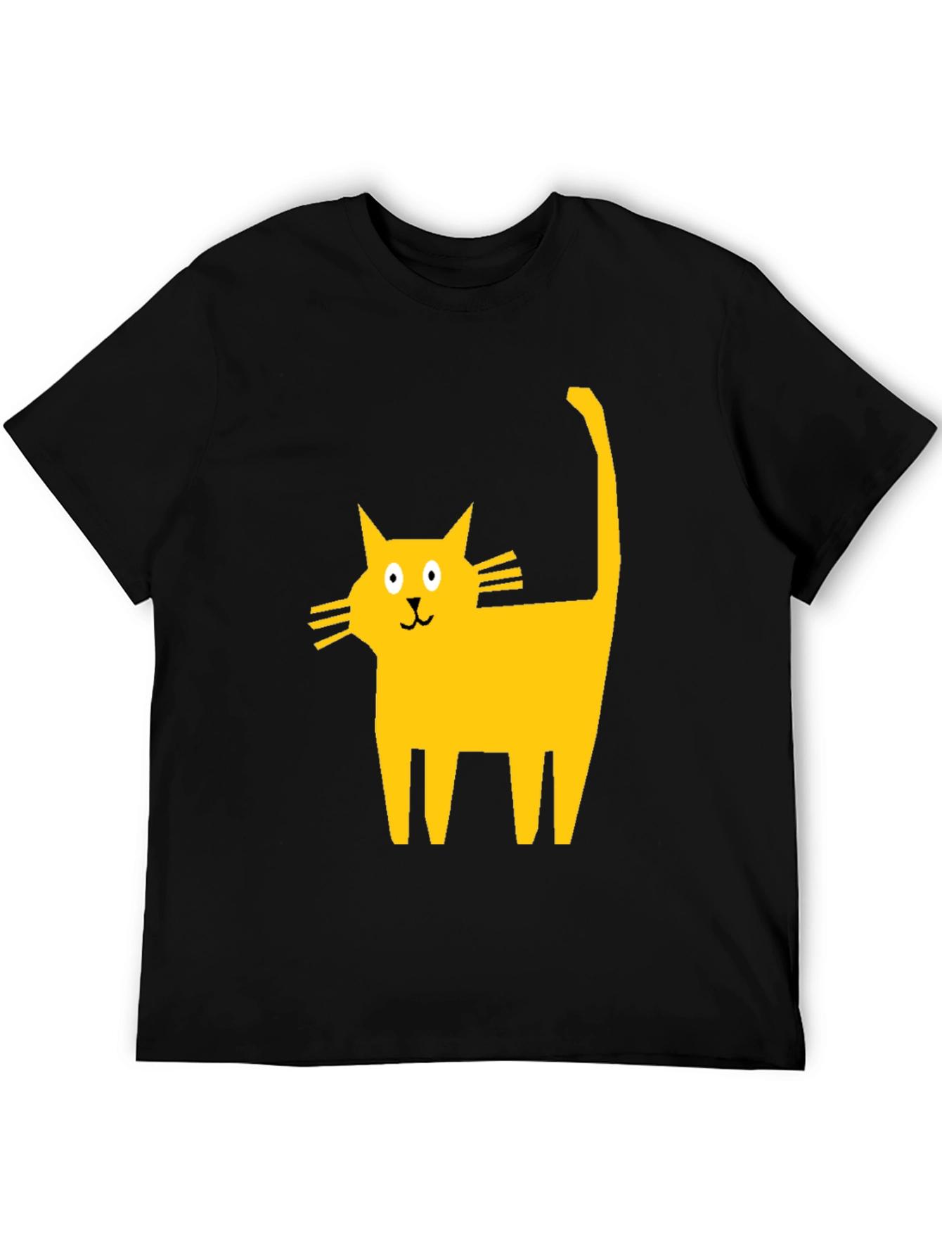 Cartoon Cat Graphic T-Shirt - Casual Black Tee