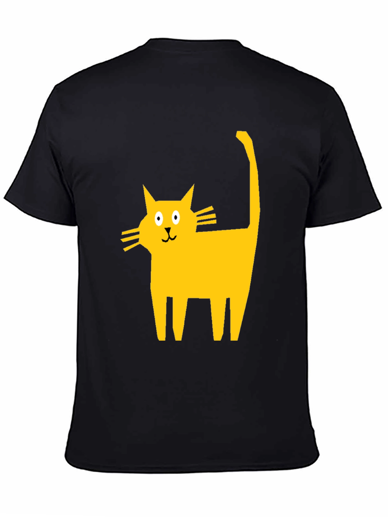 Cartoon Cat Graphic T-Shirt - Casual Black Tee