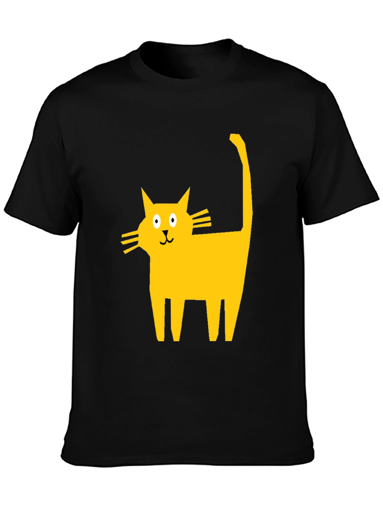 Cartoon Cat Graphic T-Shirt - Casual Black Tee