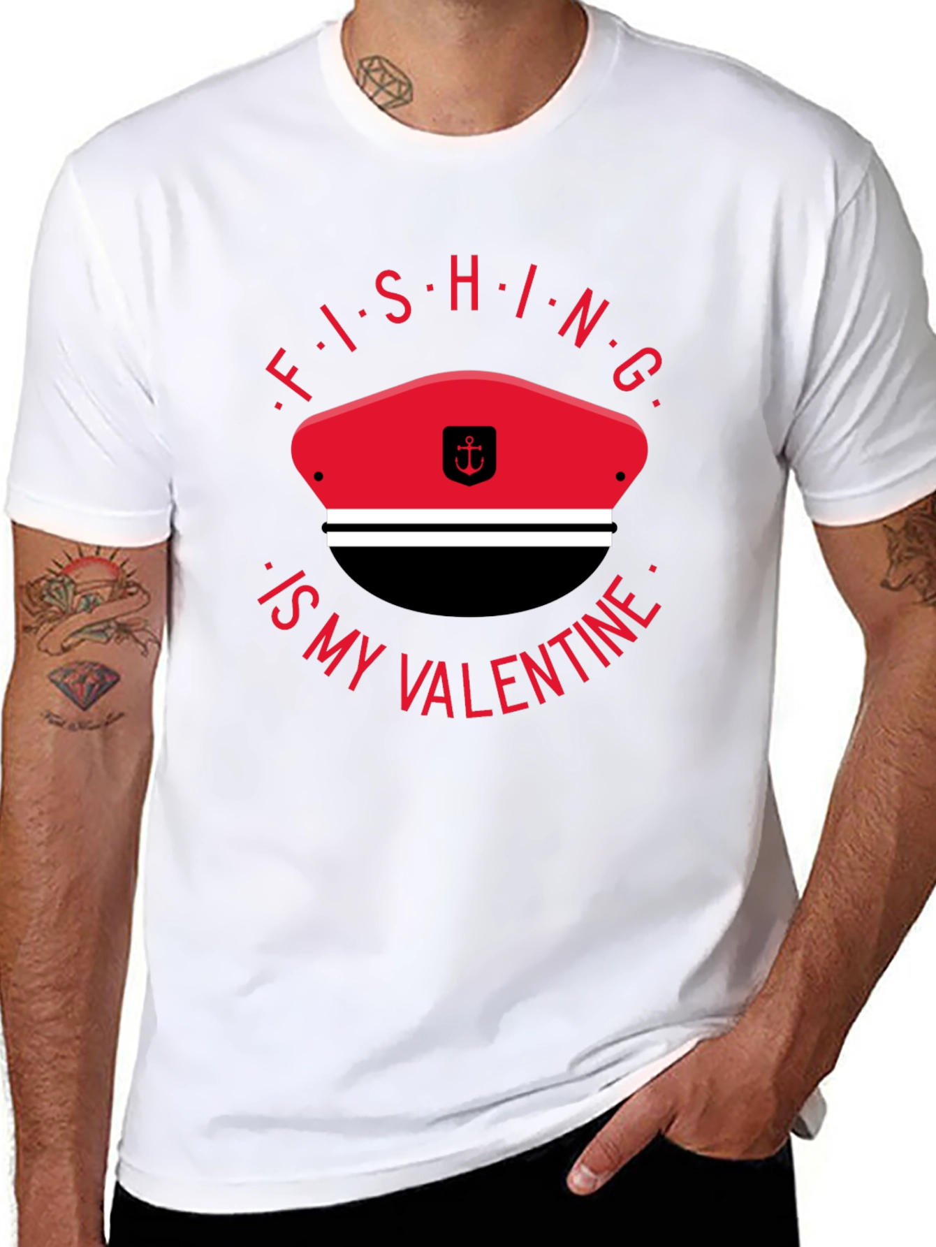 Fishing is My Valentine T-Shirt - Black