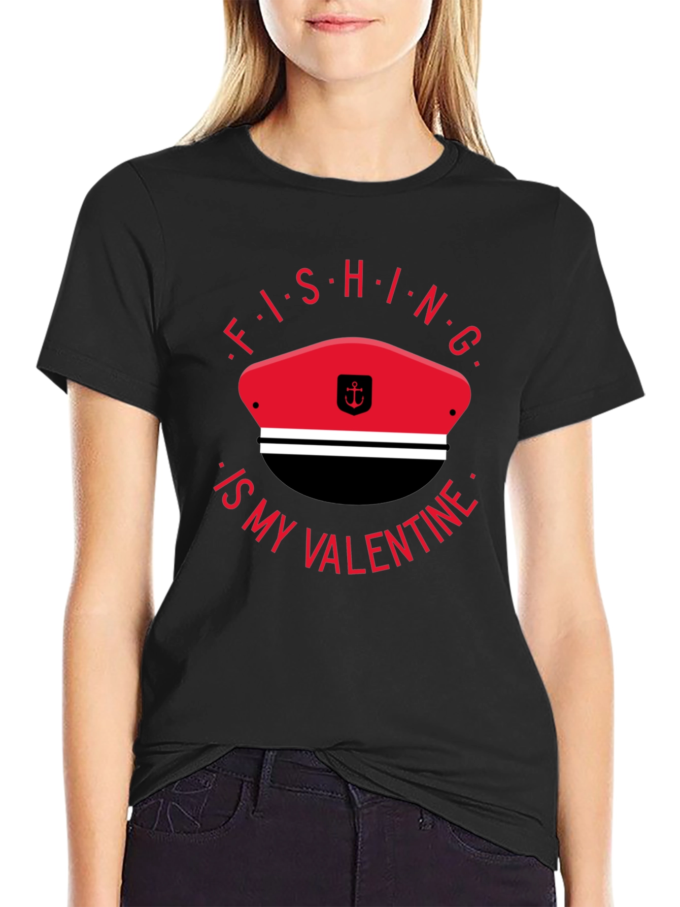 Fishing is My Valentine T-Shirt - Black