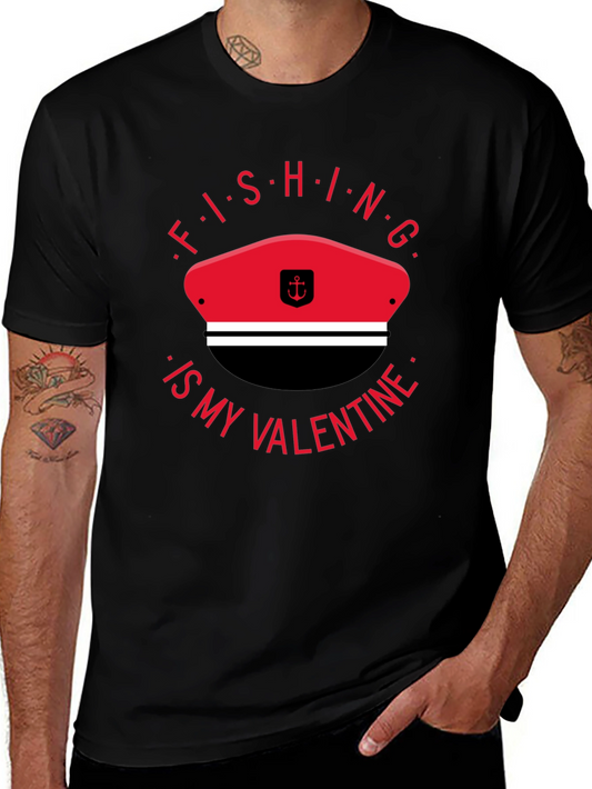 Fishing is My Valentine T-Shirt - Black