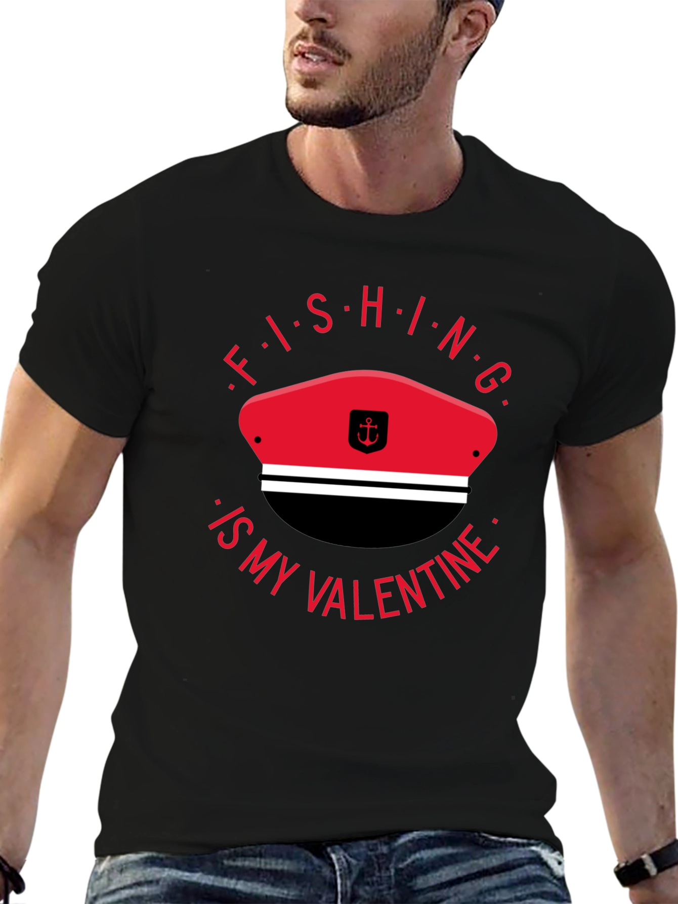 Fishing is My Valentine T-Shirt - Black
