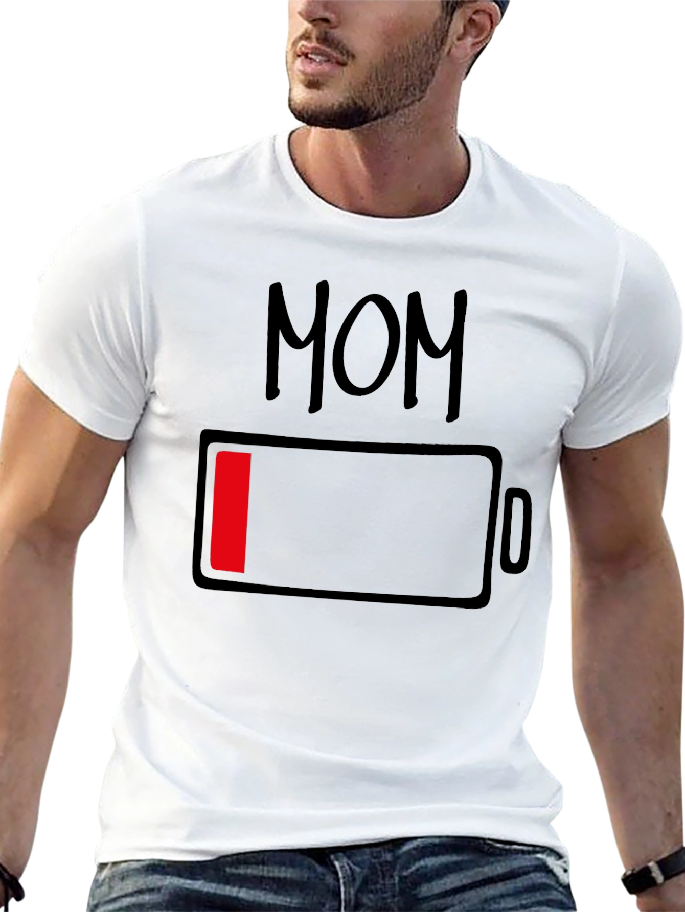 Mom Low Battery Funny Graphic T-Shirt