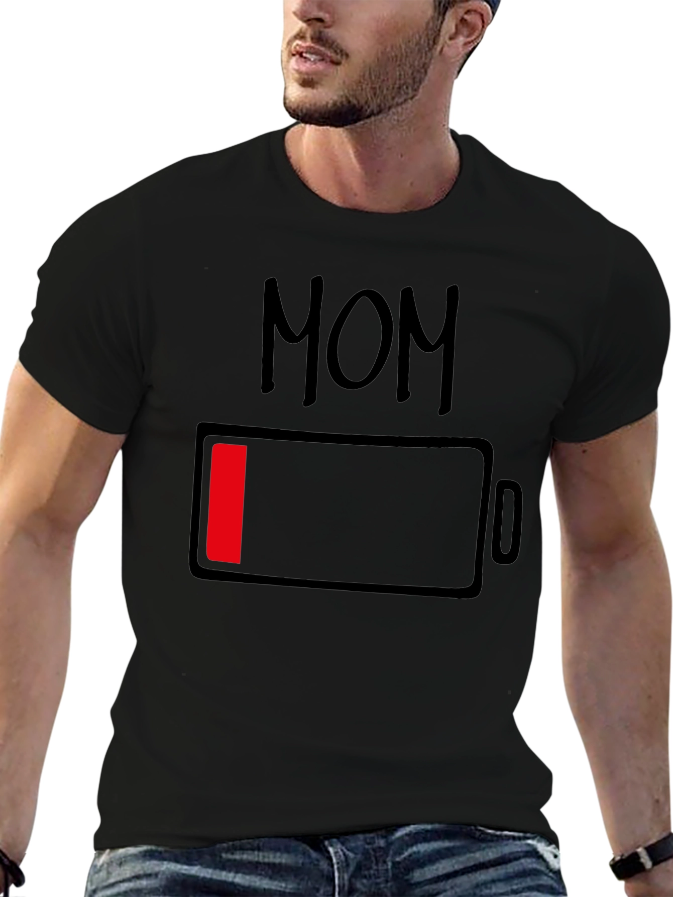 Mom Low Battery Funny Graphic T-Shirt