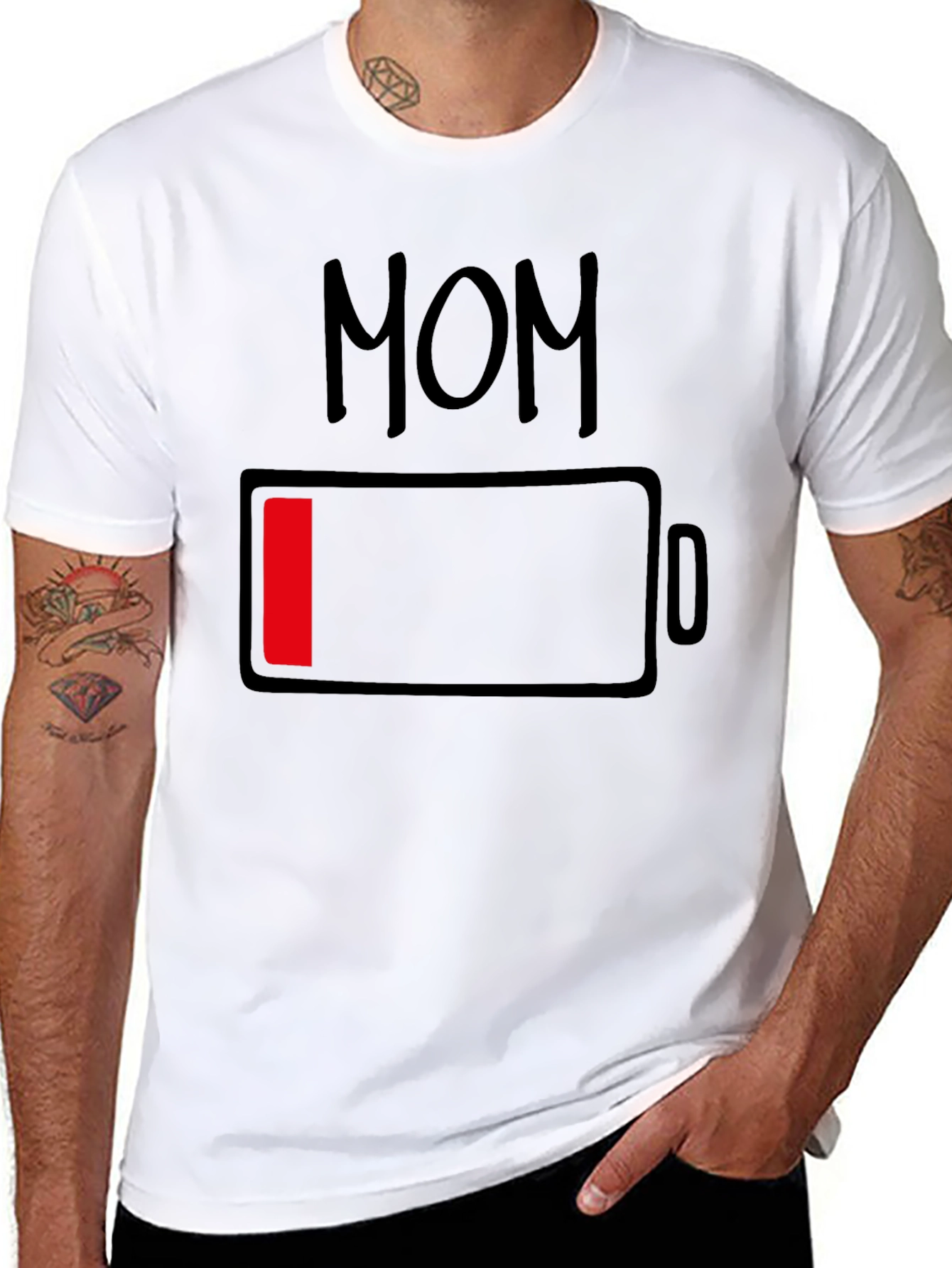 Mom Low Battery Funny Graphic T-Shirt