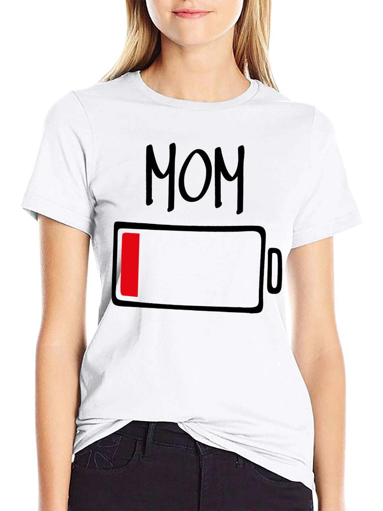 Mom Low Battery Funny Graphic T-Shirt