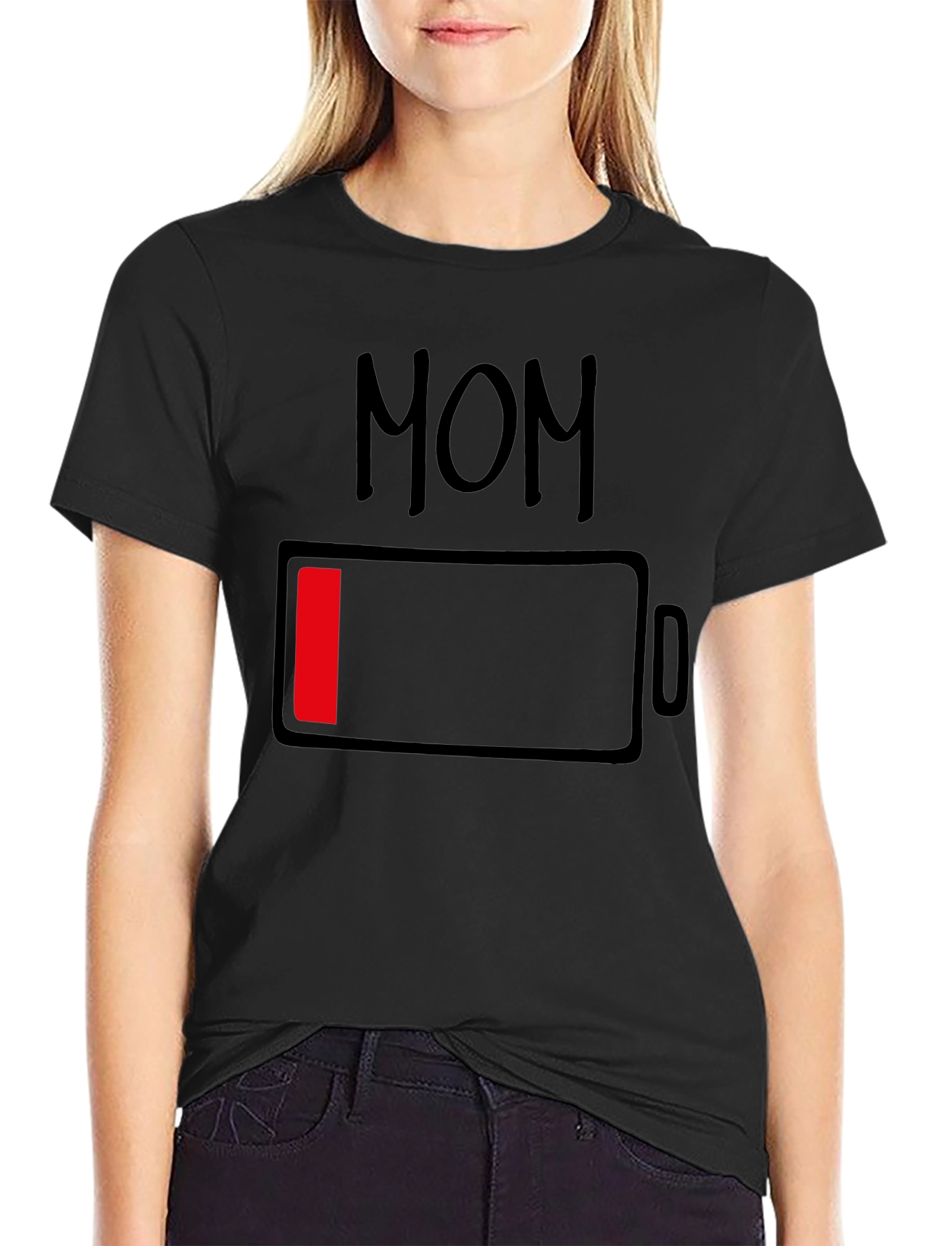 Mom Low Battery Funny Graphic T-Shirt