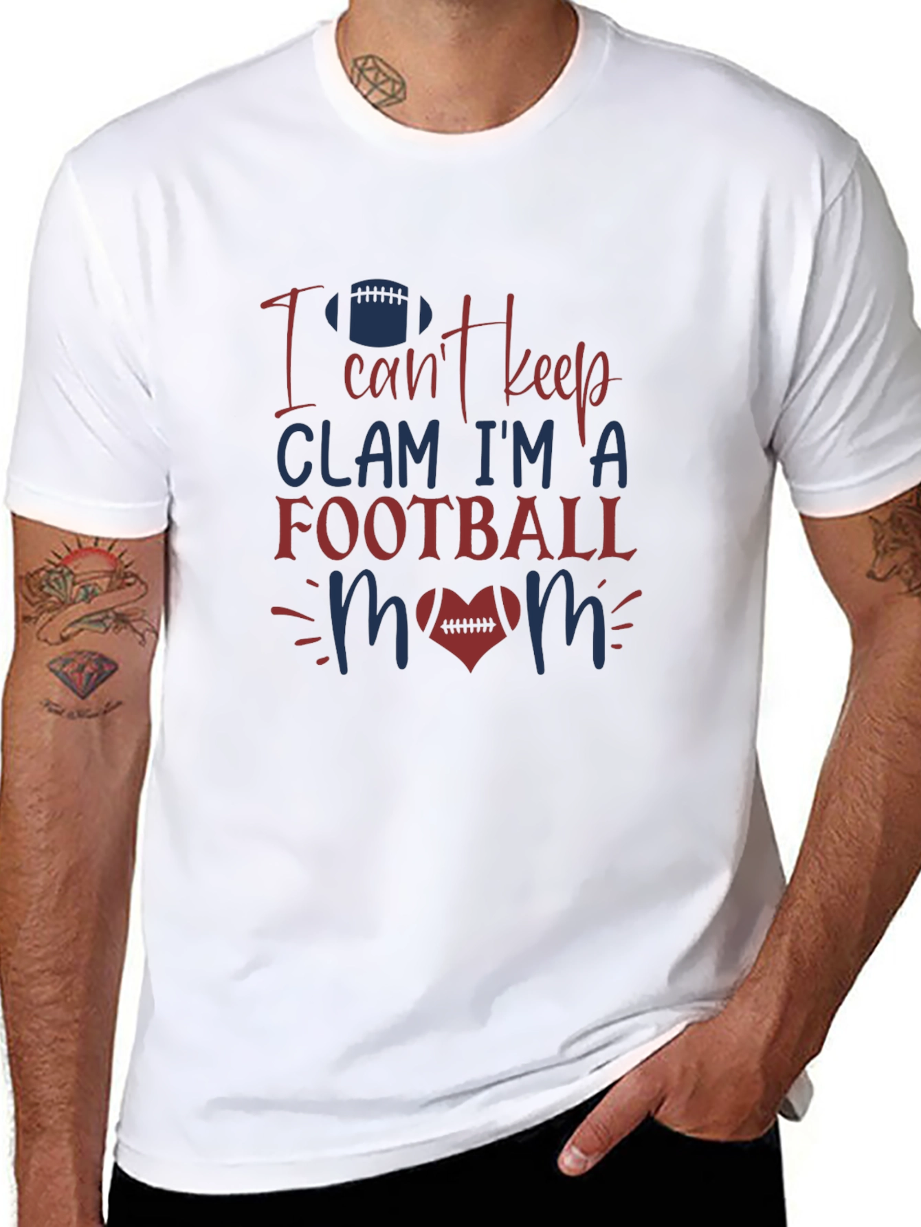 Football Mom T-Shirt - I Cant Keep Clam