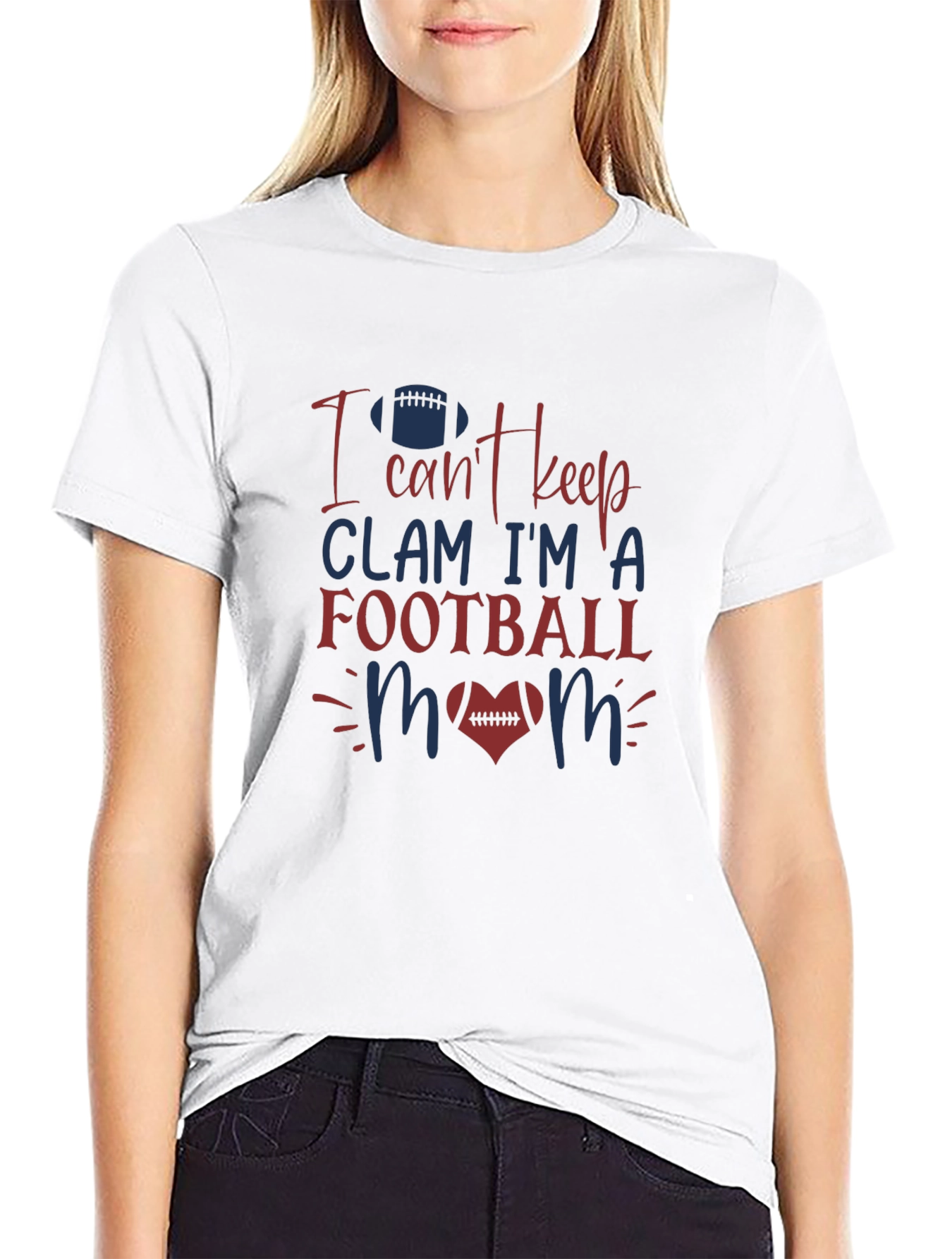 Football Mom T-Shirt - I Cant Keep Clam