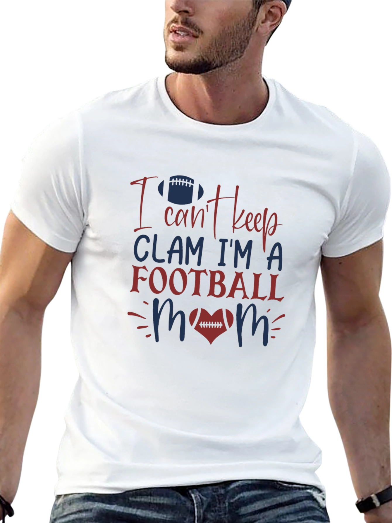 Football Mom T-Shirt - I Cant Keep Clam