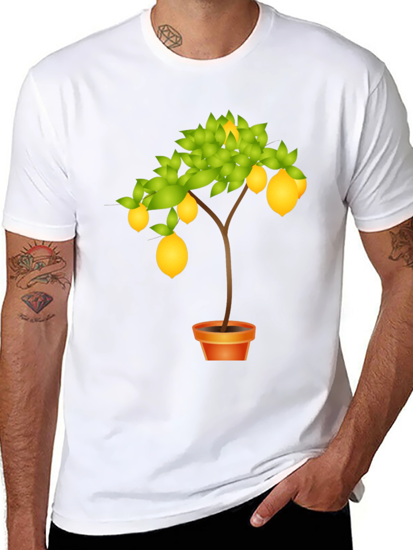 Lemon Tree Graphic Print Black T-Shirt