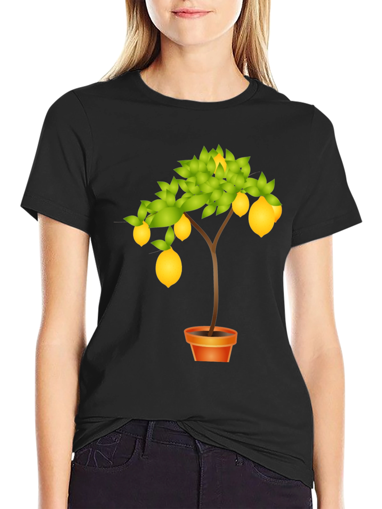 Lemon Tree Graphic Print Black T-Shirt