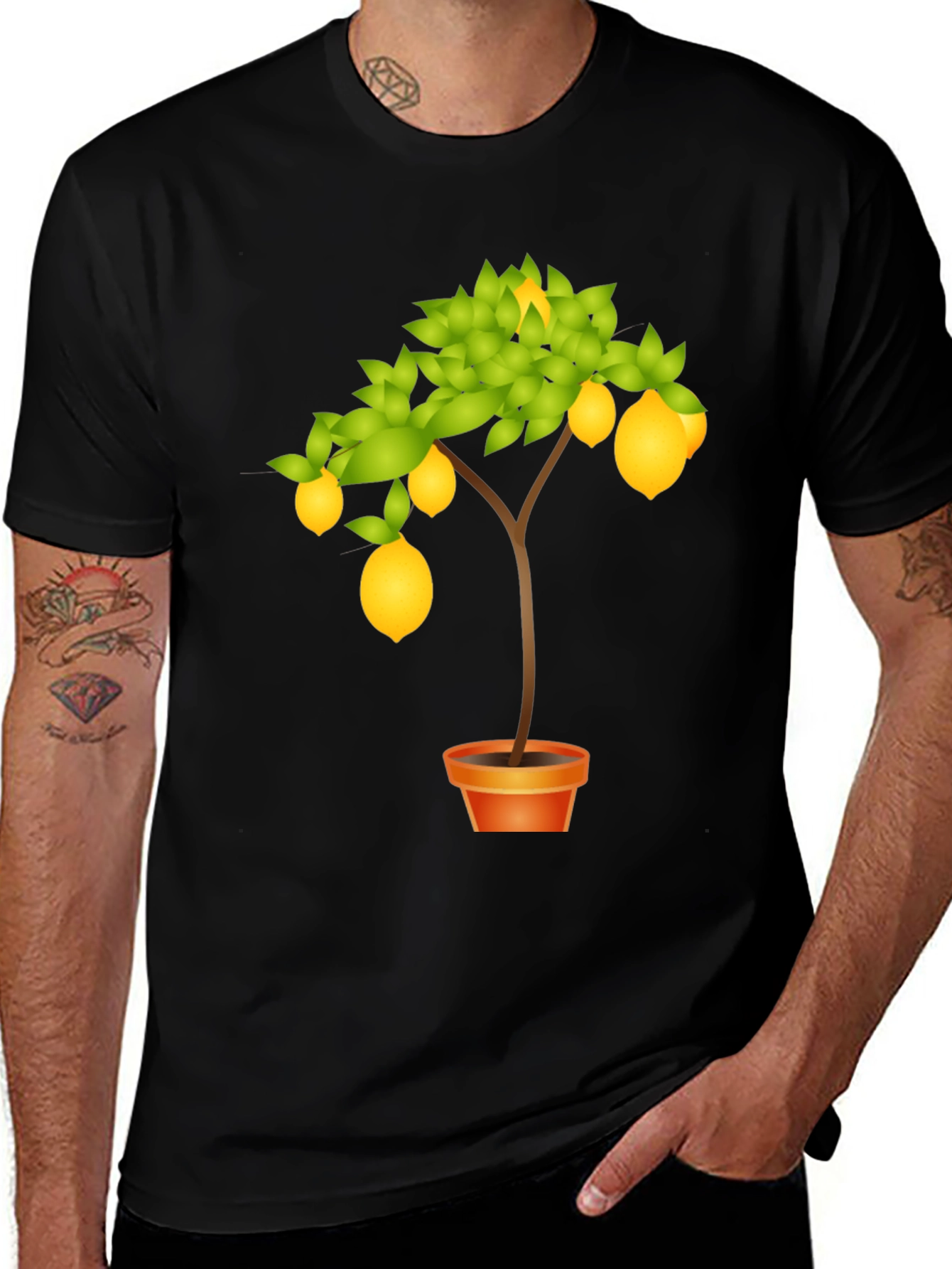 Lemon Tree Graphic Print Black T-Shirt