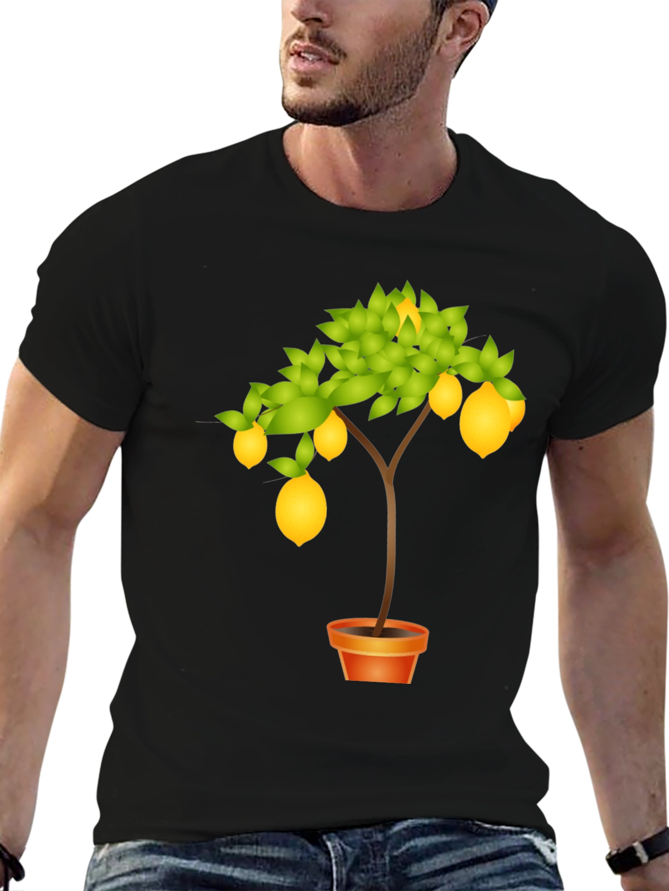 Lemon Tree Graphic Print Black T-Shirt