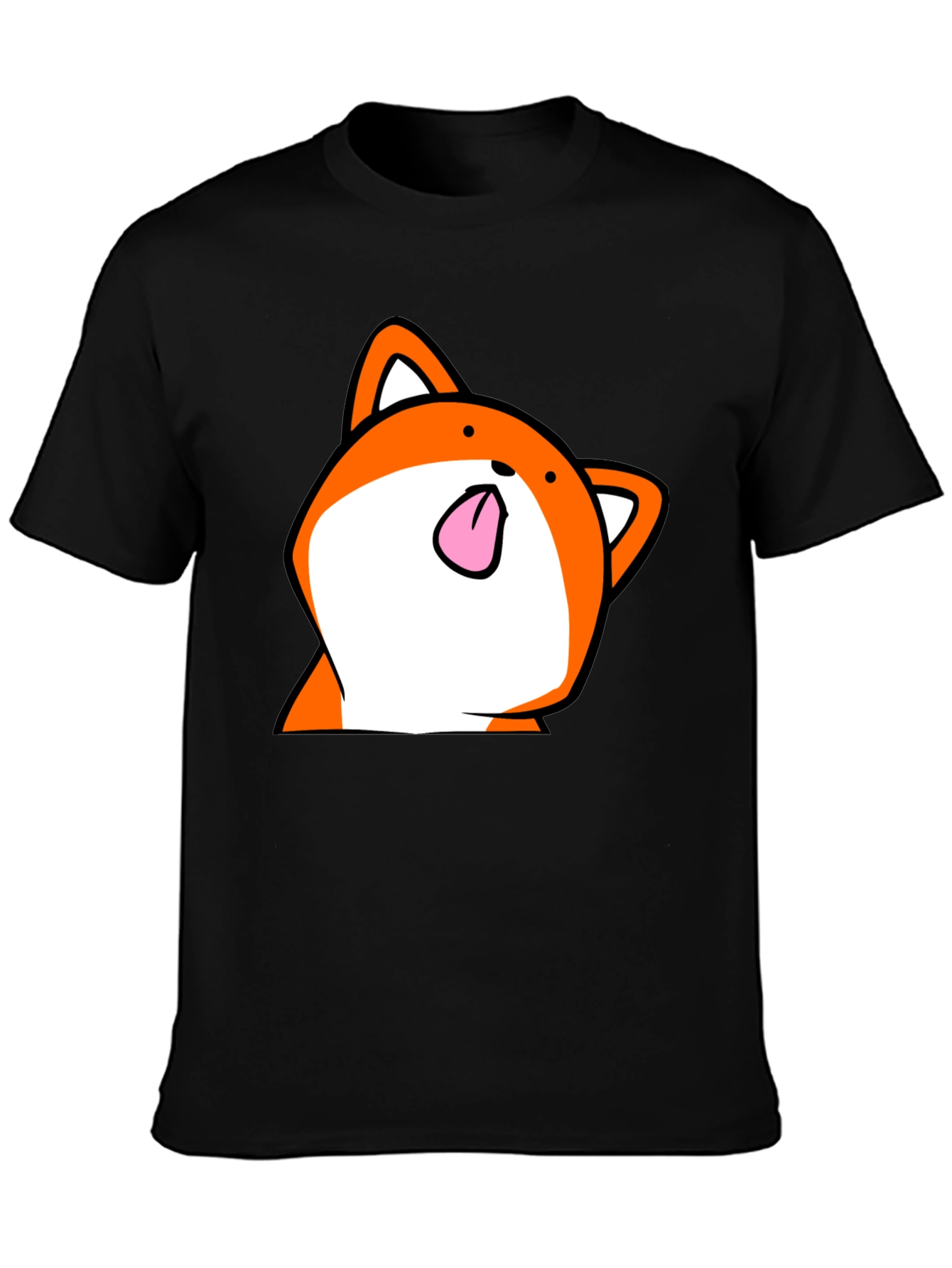 Funny Fox Tongue T-Shirt - Black Cartoon Graphic Tee