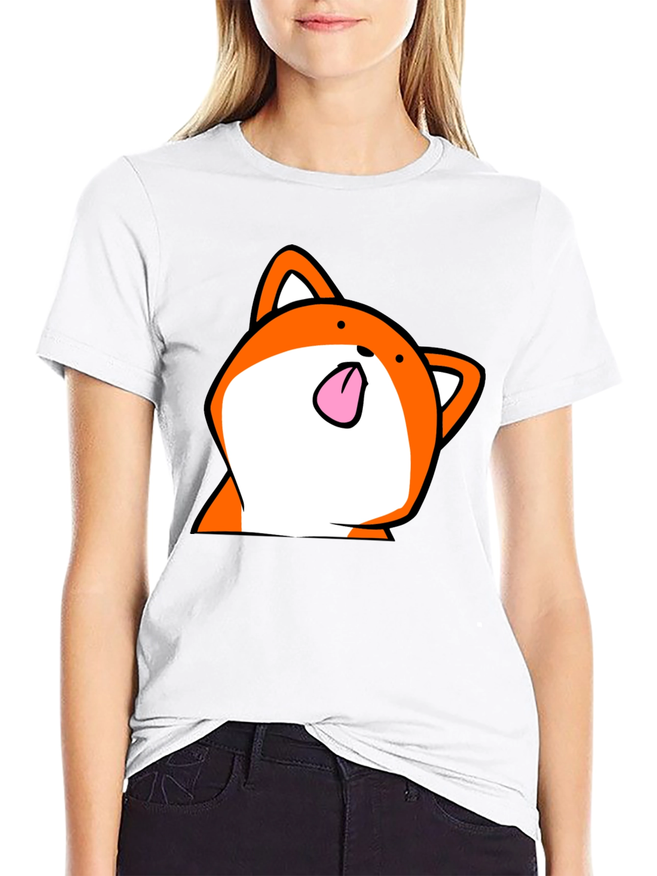 Funny Fox Tongue T-Shirt - Black Cartoon Graphic Tee