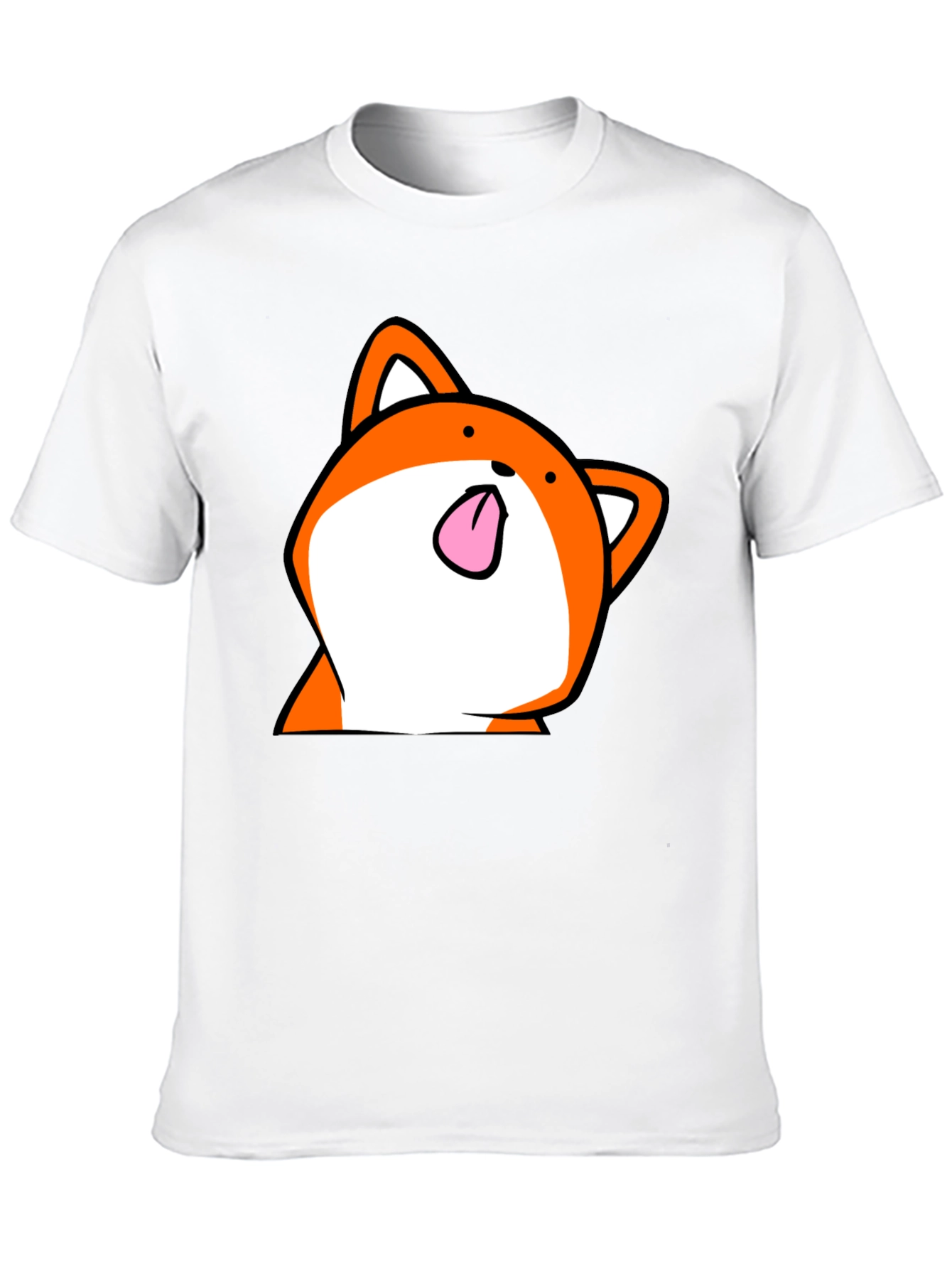Funny Fox Tongue T-Shirt - Black Cartoon Graphic Tee