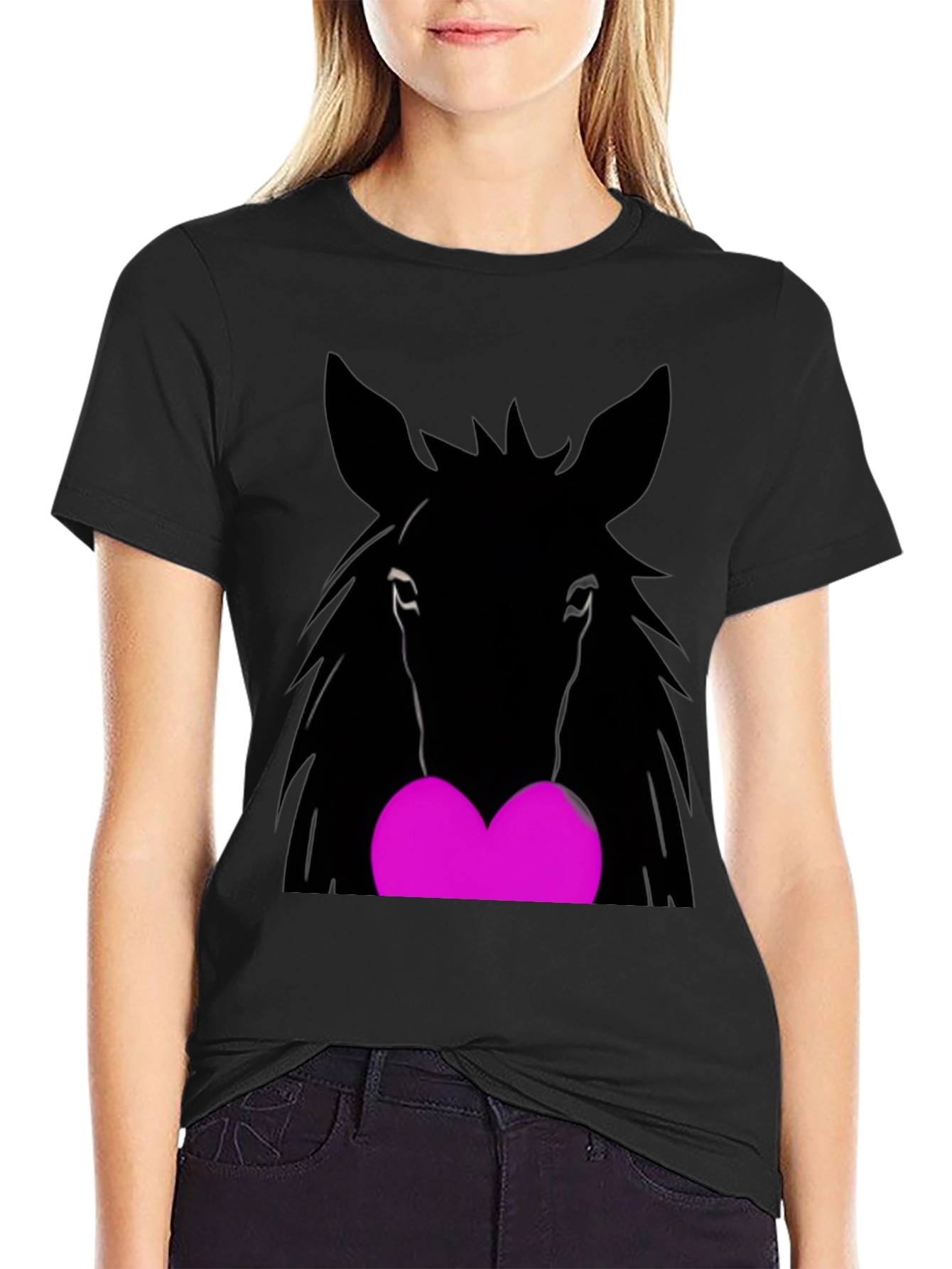 Horse Heart Graphic Black T-Shirt