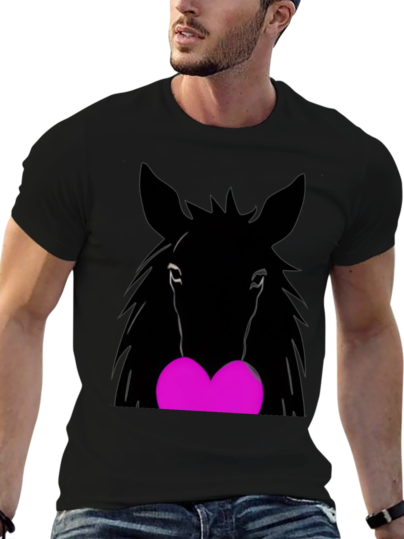 Horse Heart Graphic Black T-Shirt