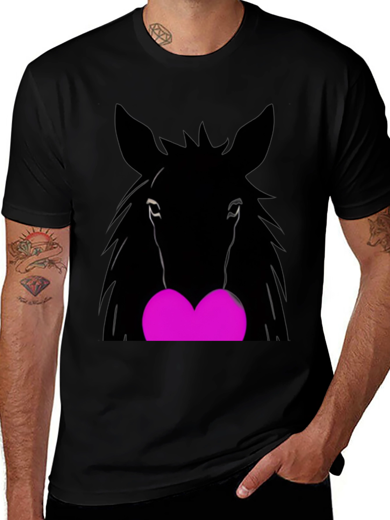 Horse Heart Graphic Black T-Shirt
