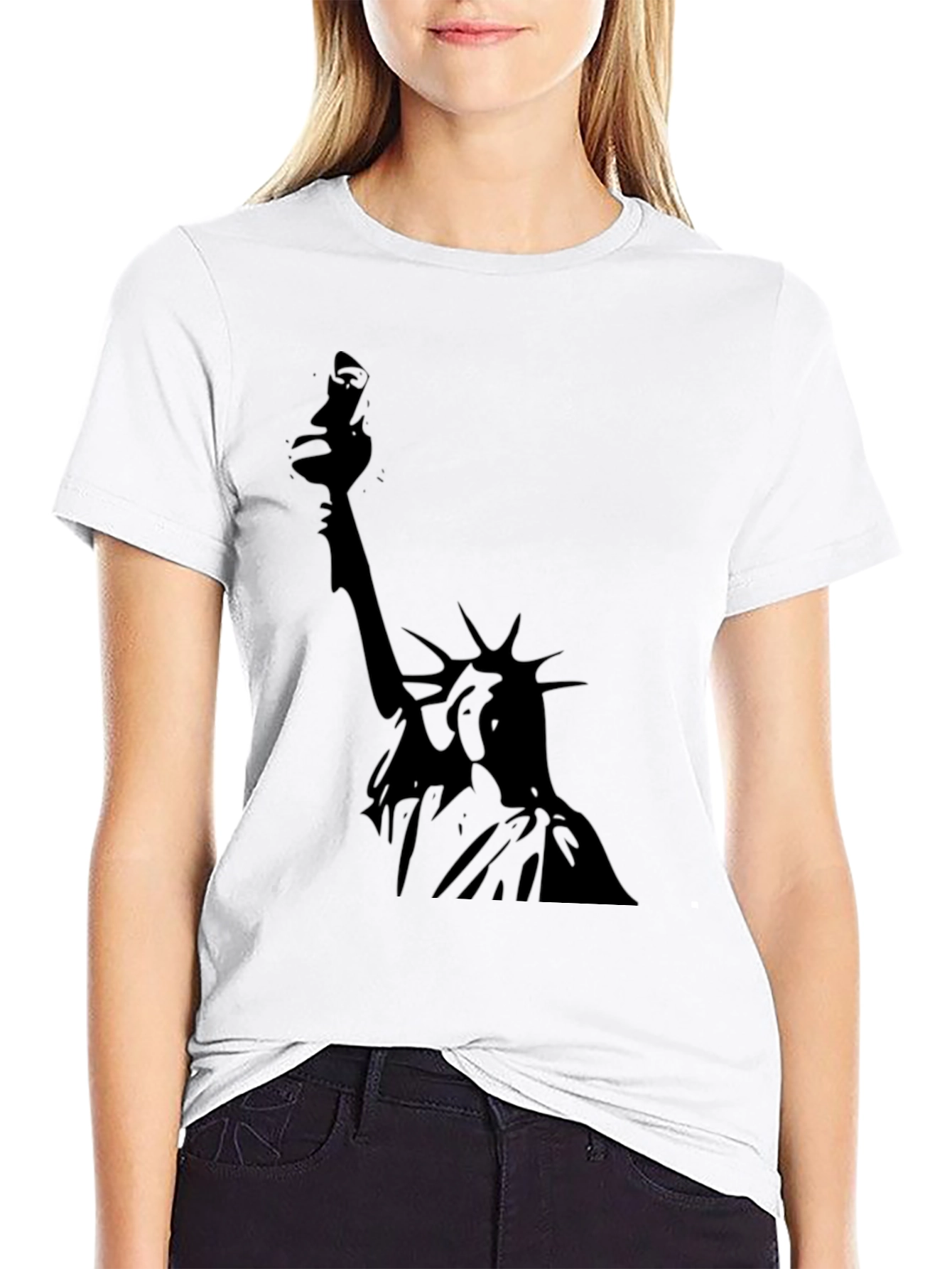 Statue of Liberty Graphic Tee - Black Cotton T-Shirt
