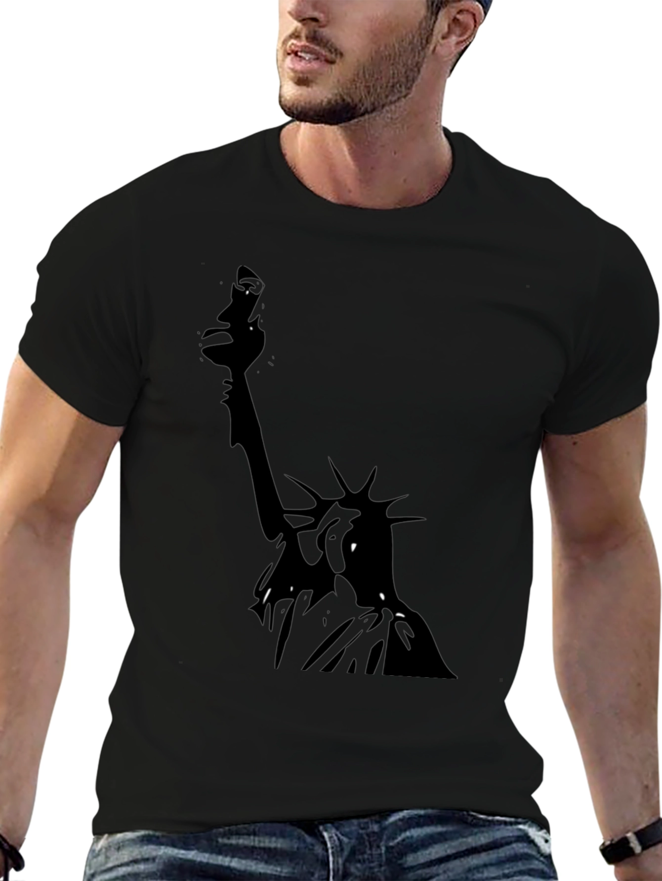 Statue of Liberty Graphic Tee - Black Cotton T-Shirt