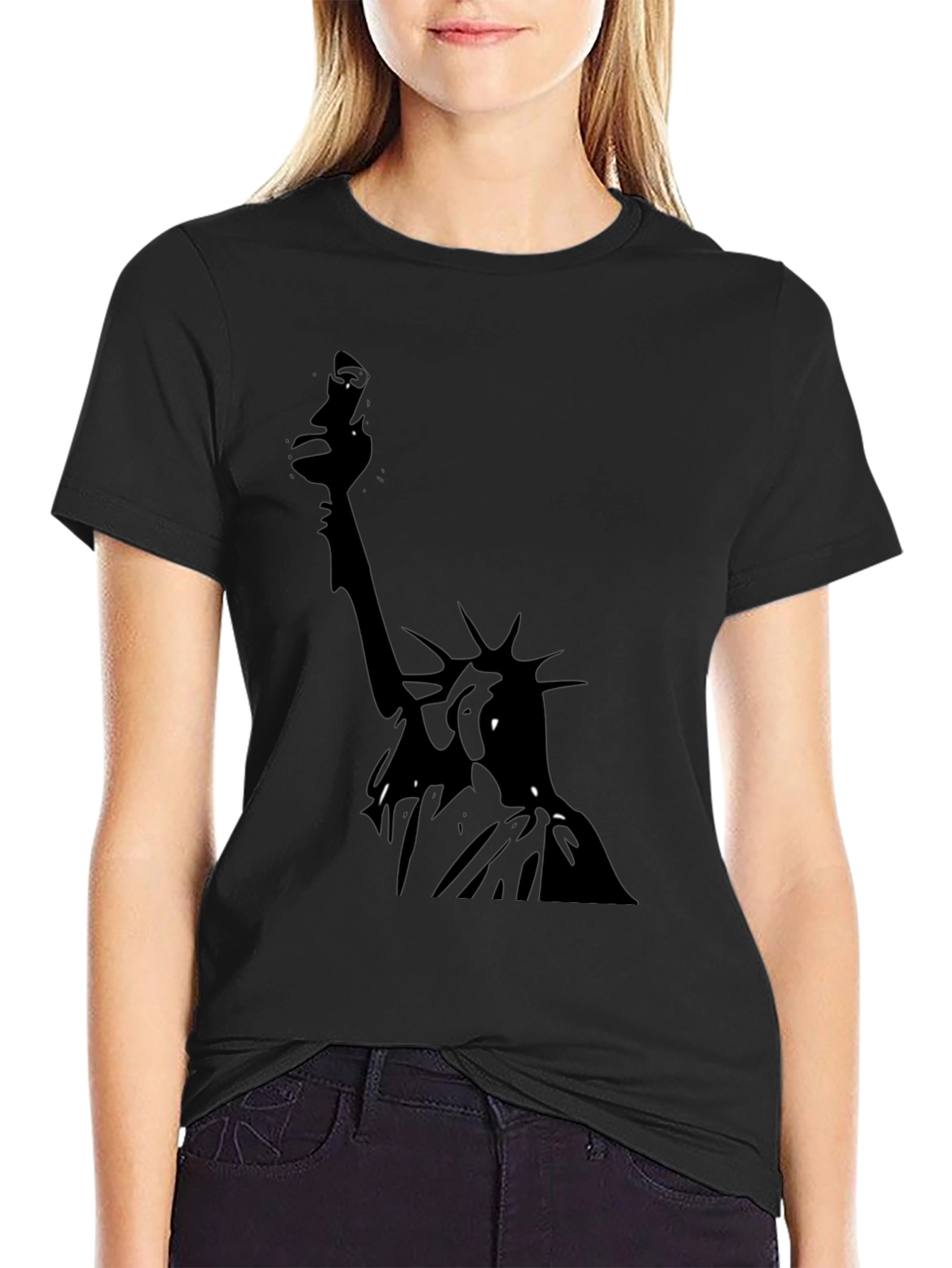 Statue of Liberty Graphic Tee - Black Cotton T-Shirt
