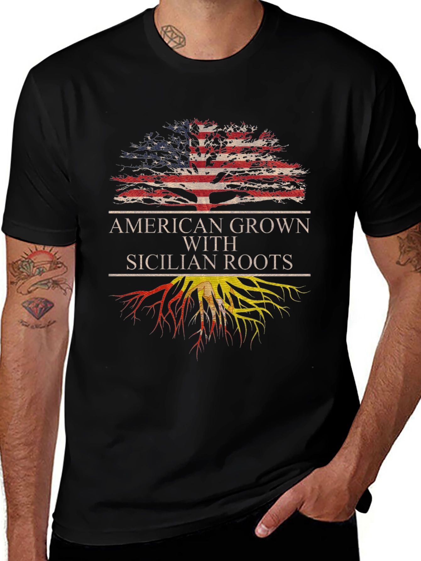 American Grown Sicilian Roots T-Shirt