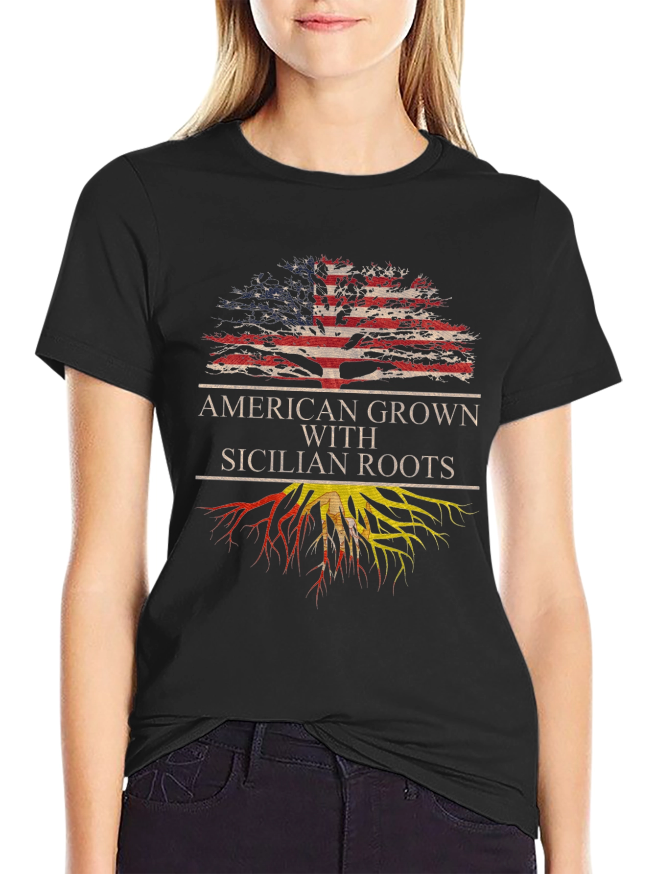 American Grown Sicilian Roots T-Shirt