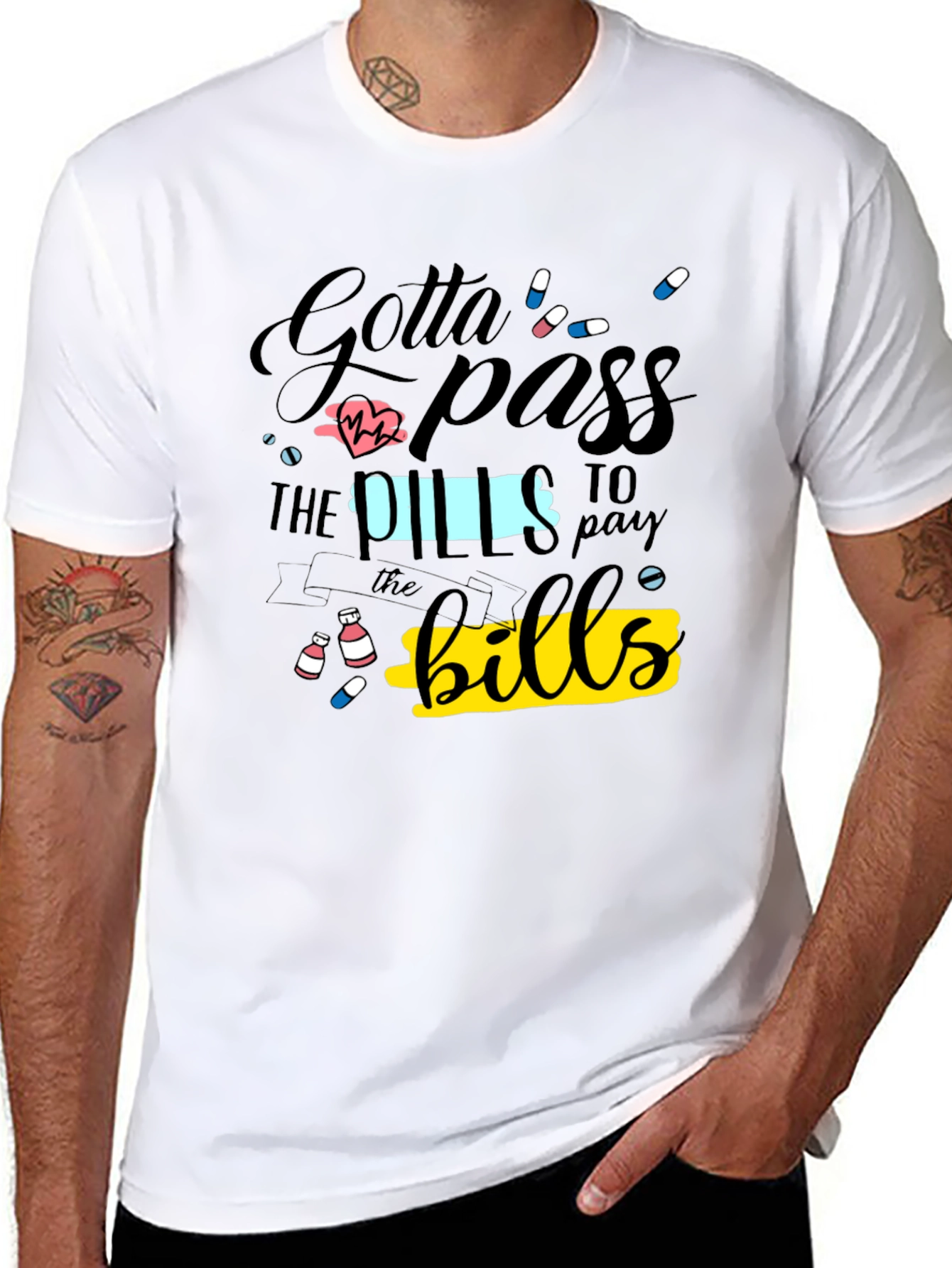 Gotta Pass the Pills Funny Graphic T-Shirt
