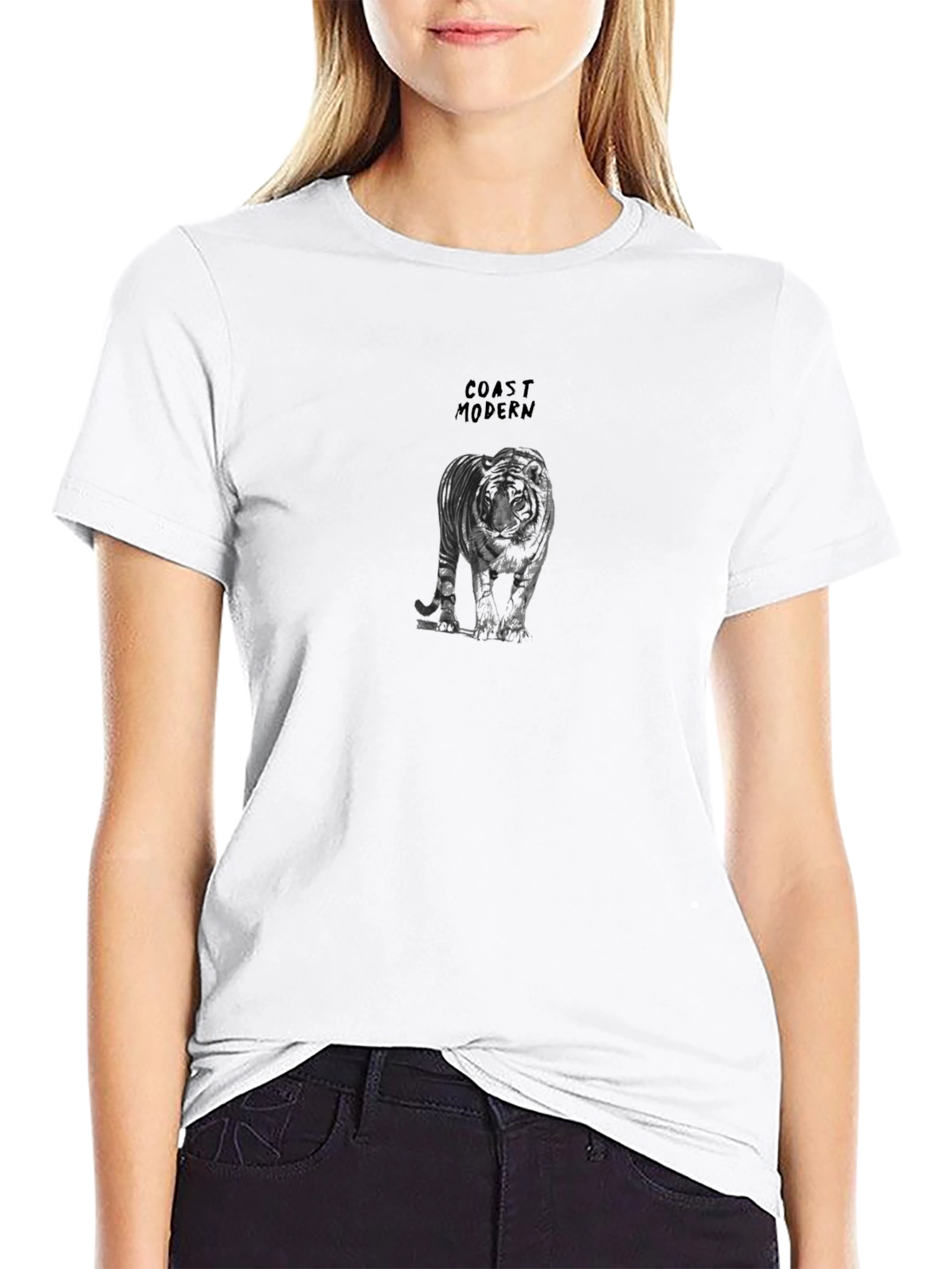 Mens Black Graphic Tee - Coast Modern Tiger