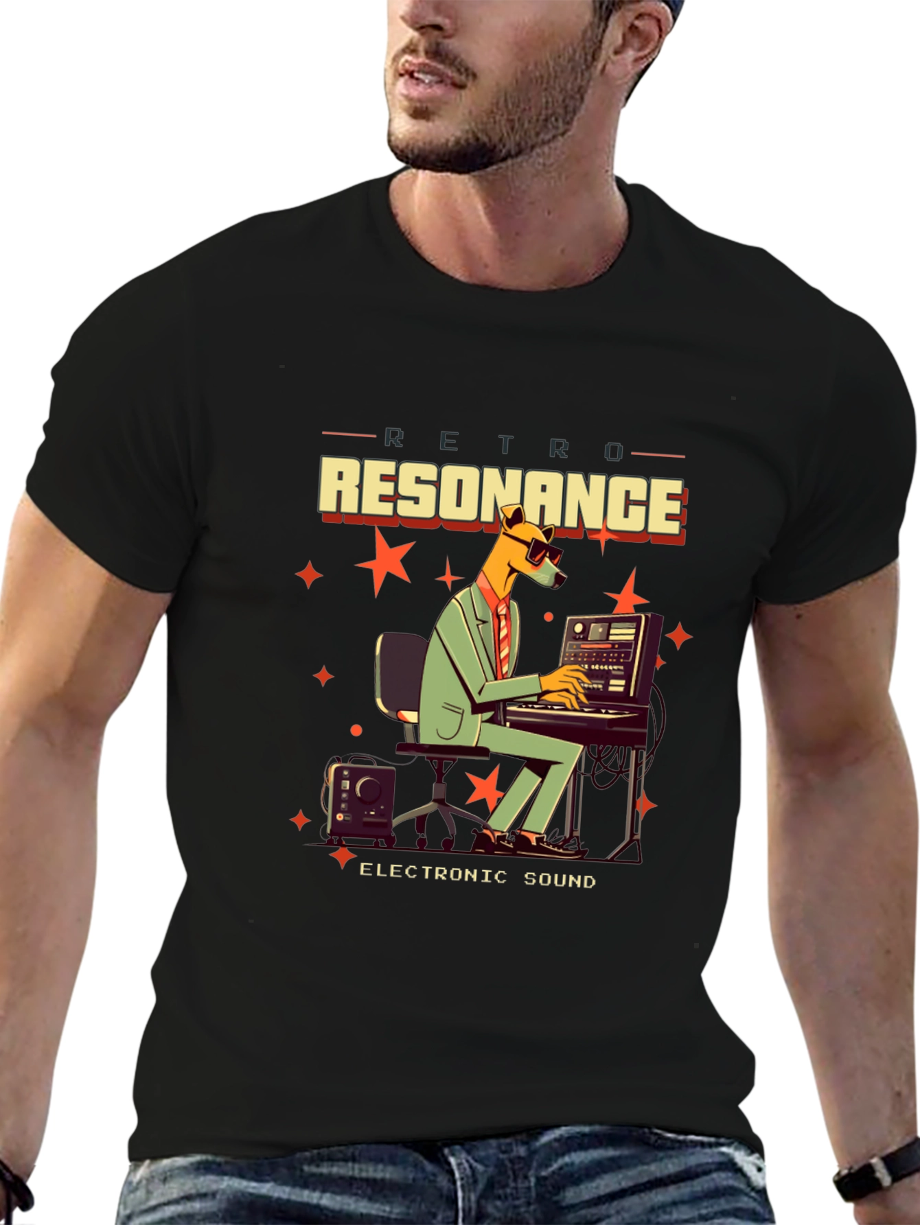 Retro Resonance Graphic T-Shirt - Electronic Sound