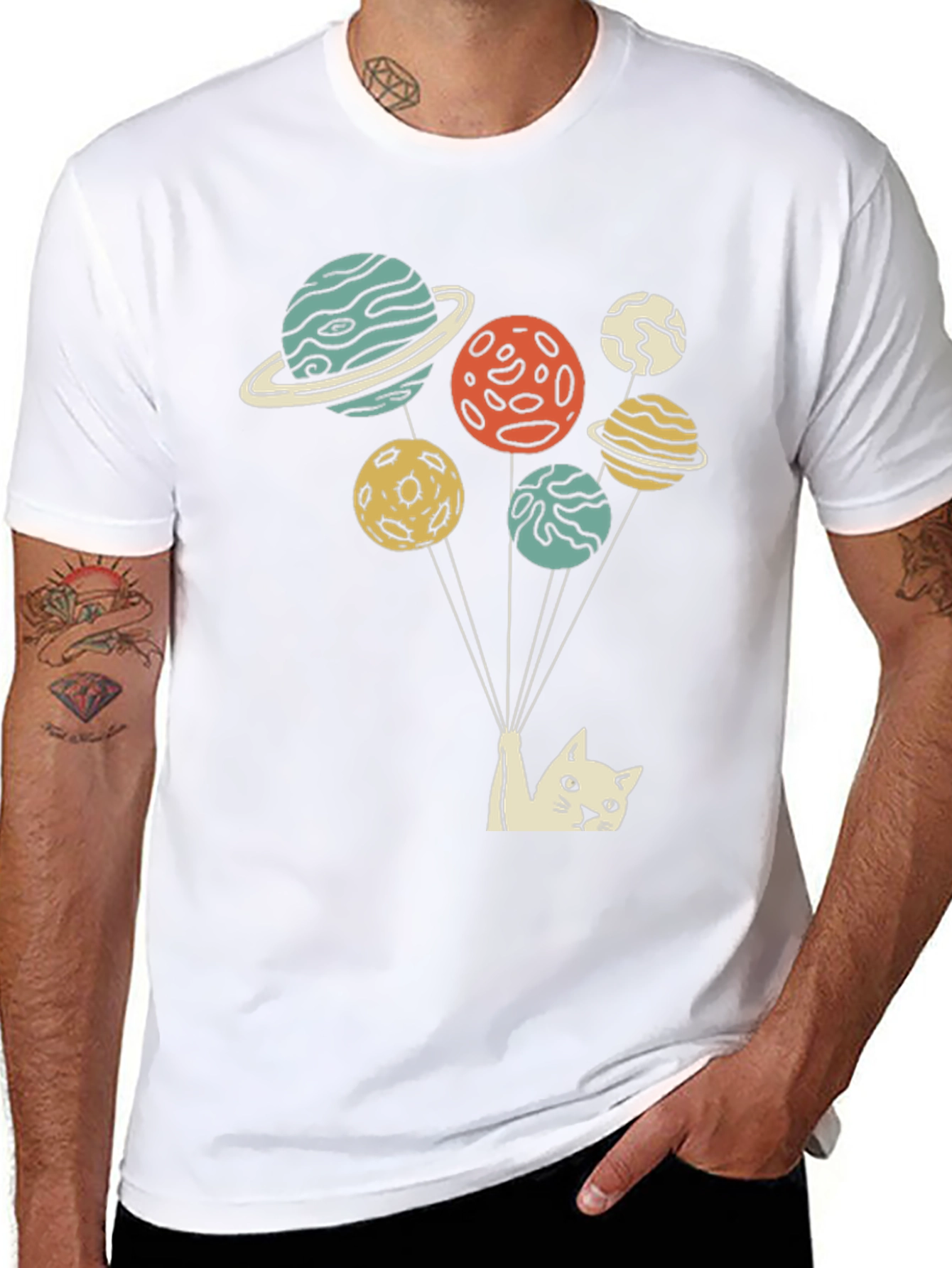 Cat Planet Balloon T-Shirt - Unique Space Kitten Tee