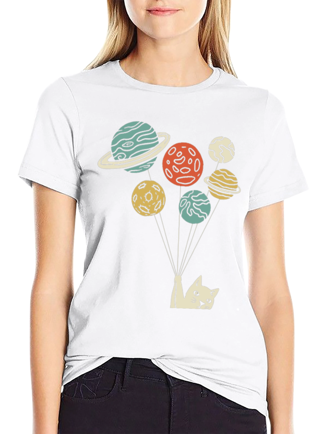 Cat Planet Balloon T-Shirt - Unique Space Kitten Tee