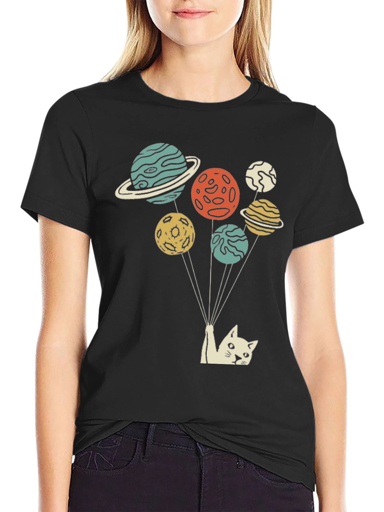 Cat Planet Balloon T-Shirt - Unique Space Kitten Tee