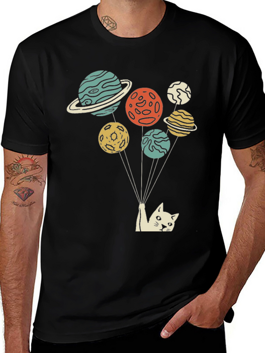 Cat Planet Balloon T-Shirt - Unique Space Kitten Tee