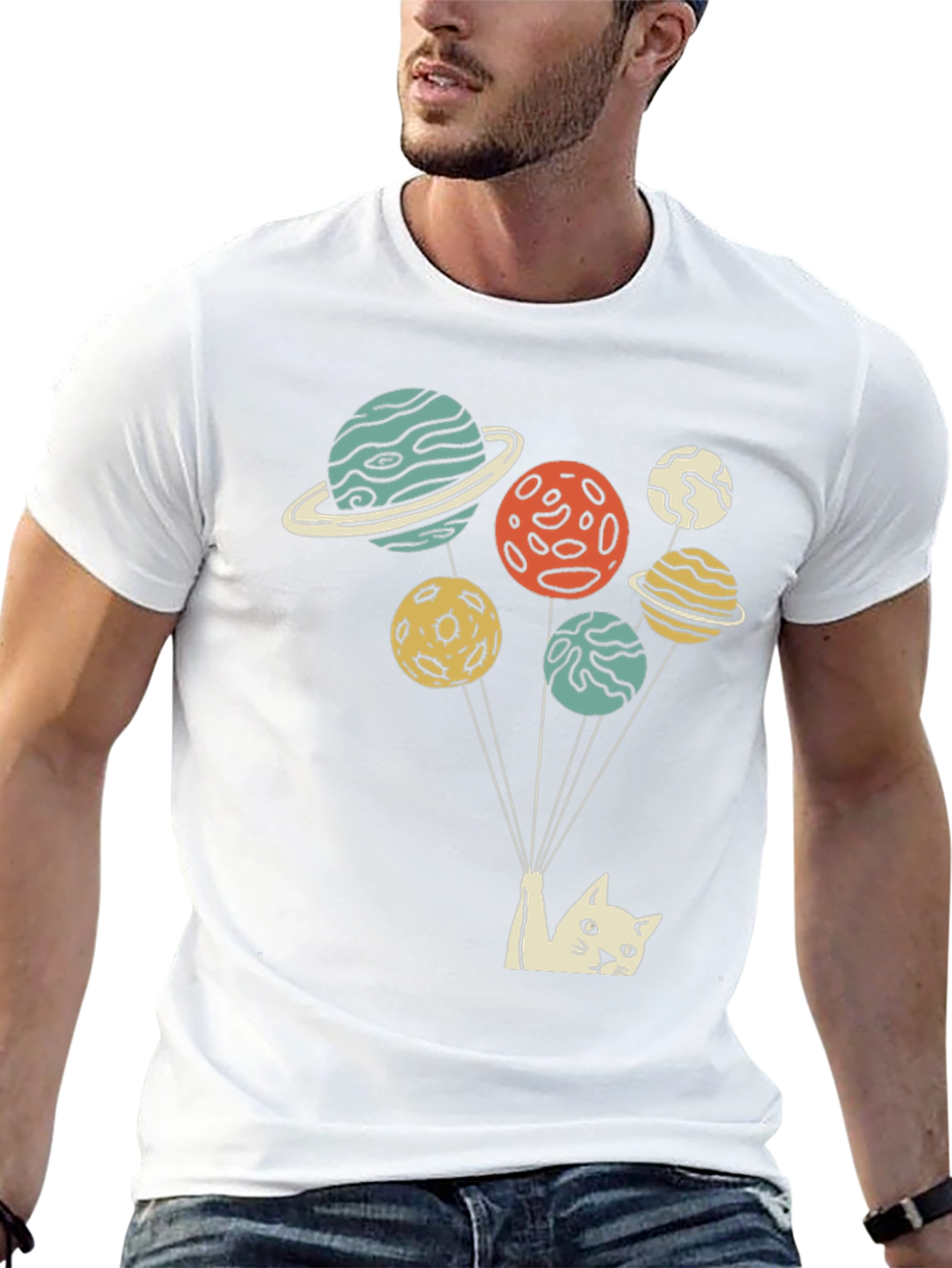 Cat Planet Balloon T-Shirt - Unique Space Kitten Tee