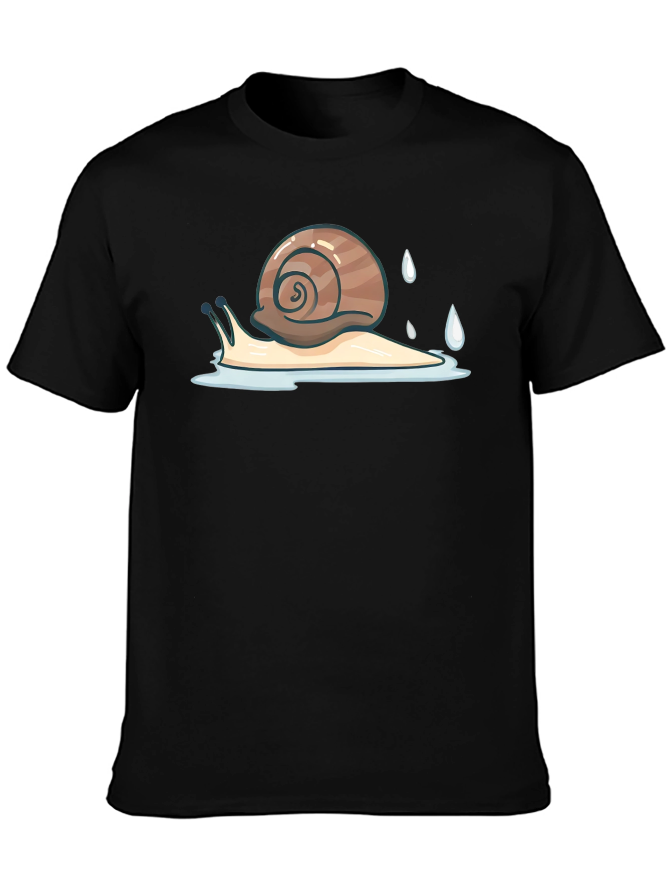 Snail Graphic Tee - Black Cotton Casual Shirt