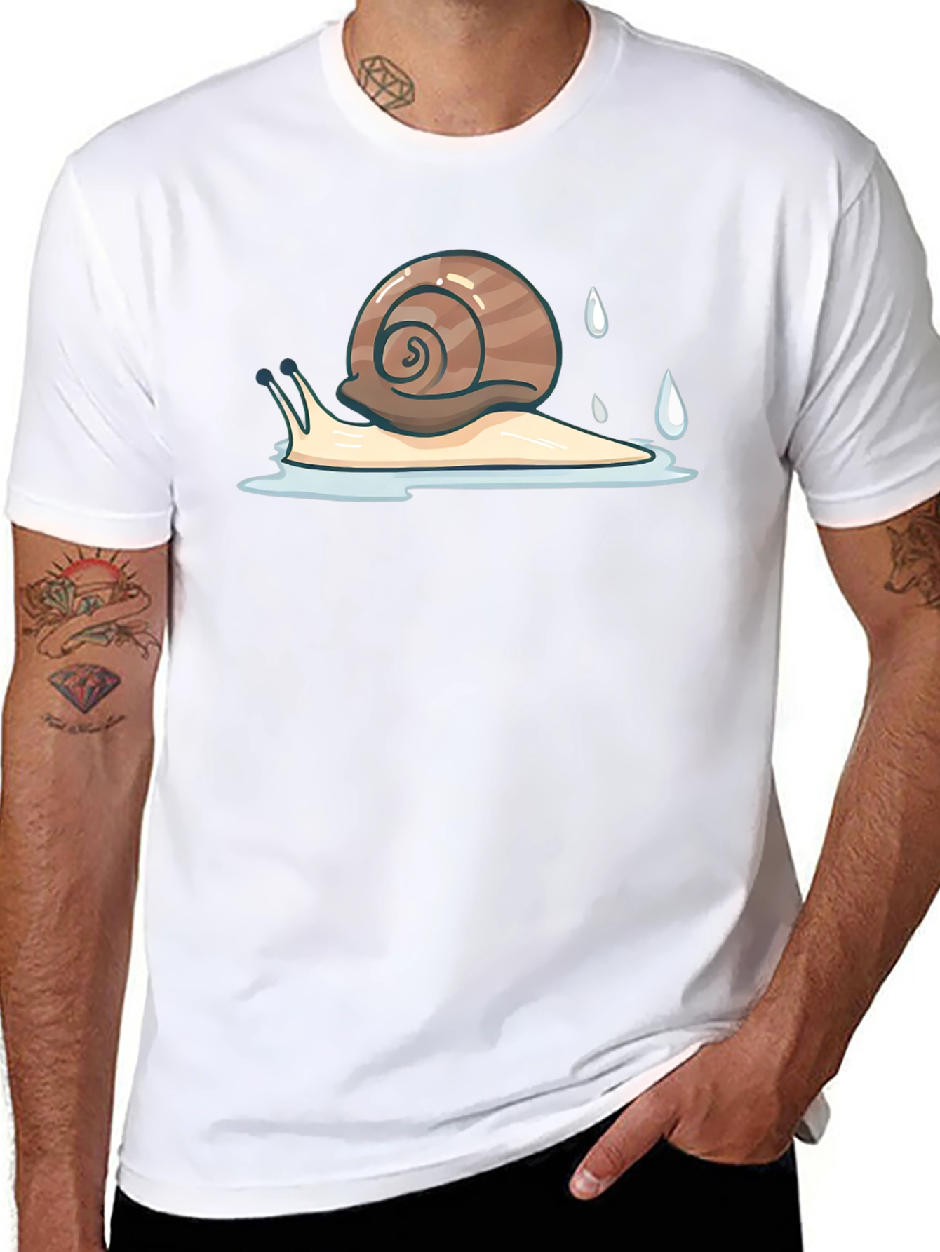 Snail Graphic Tee - Black Cotton Casual Shirt