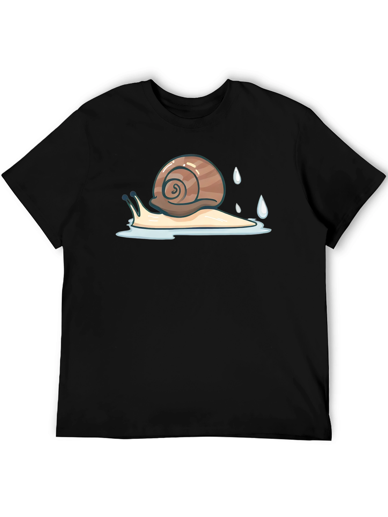 Snail Graphic Tee - Black Cotton Casual Shirt