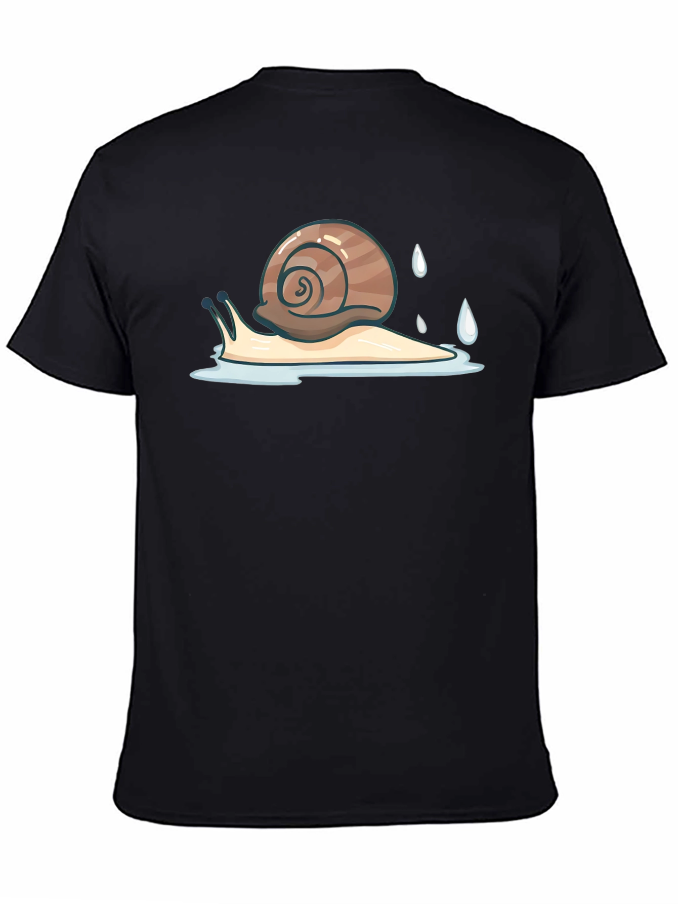Snail Graphic Tee - Black Cotton Casual Shirt