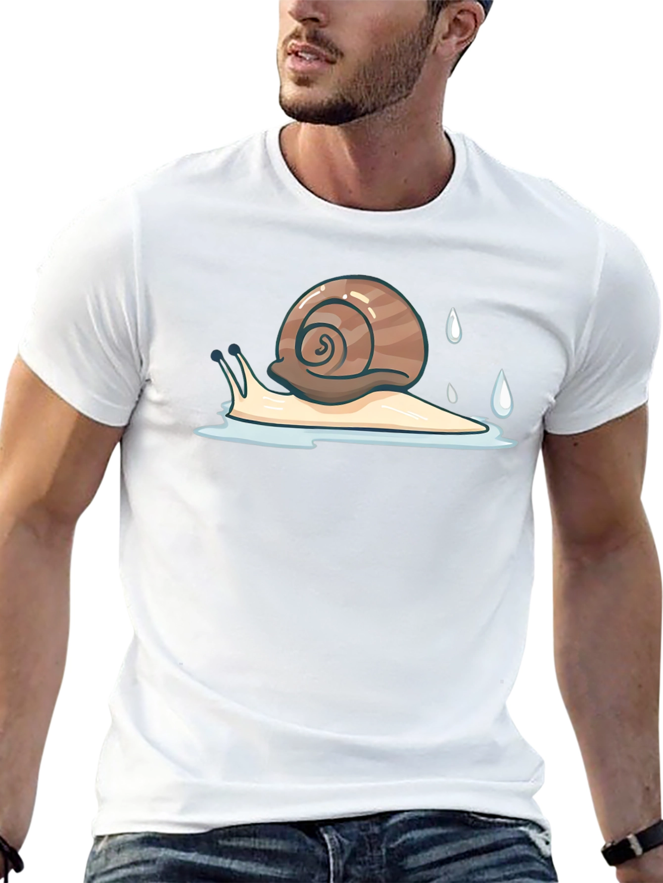 Snail Graphic Tee - Black Cotton Casual Shirt