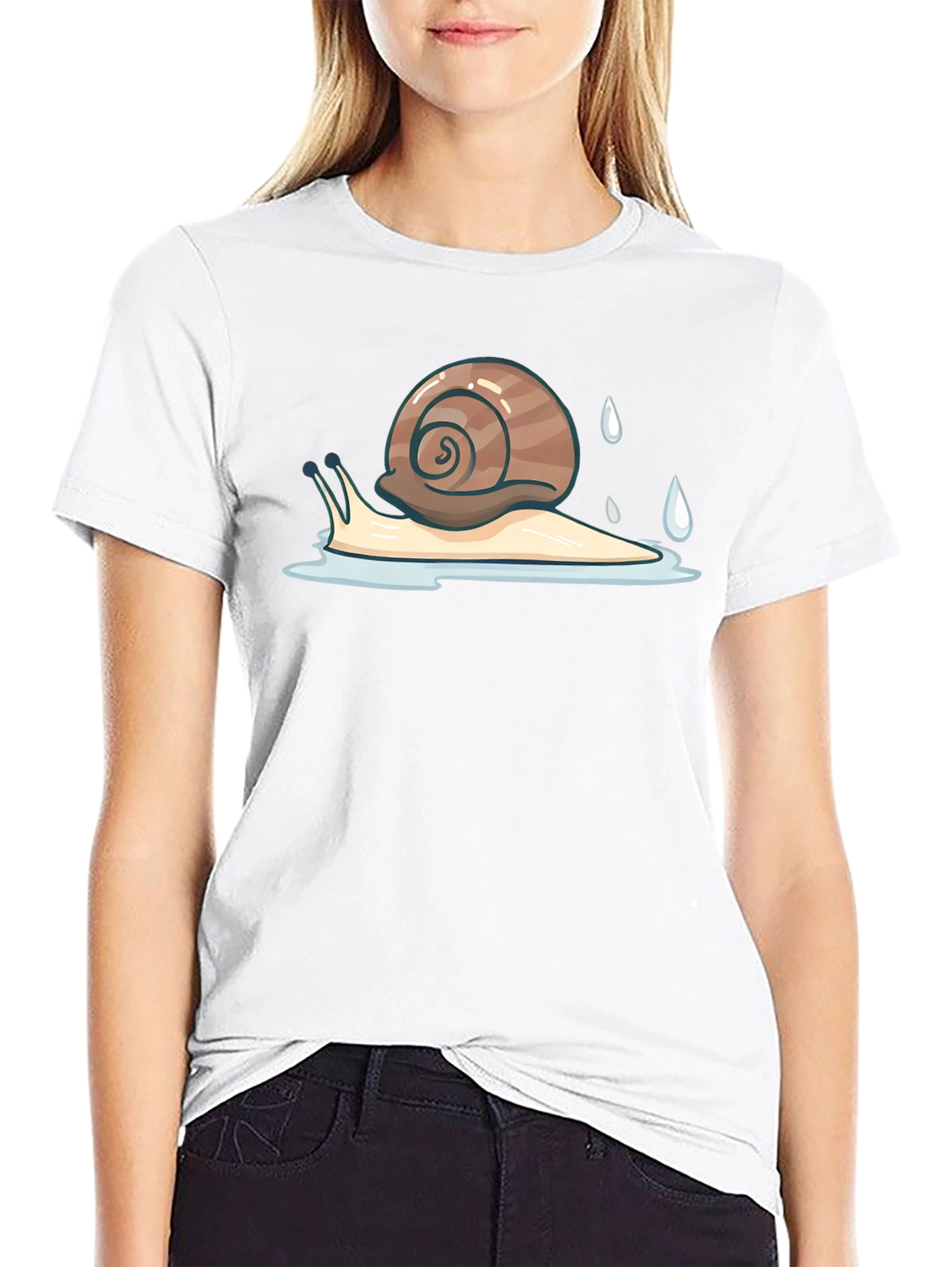 Snail Graphic Tee - Black Cotton Casual Shirt