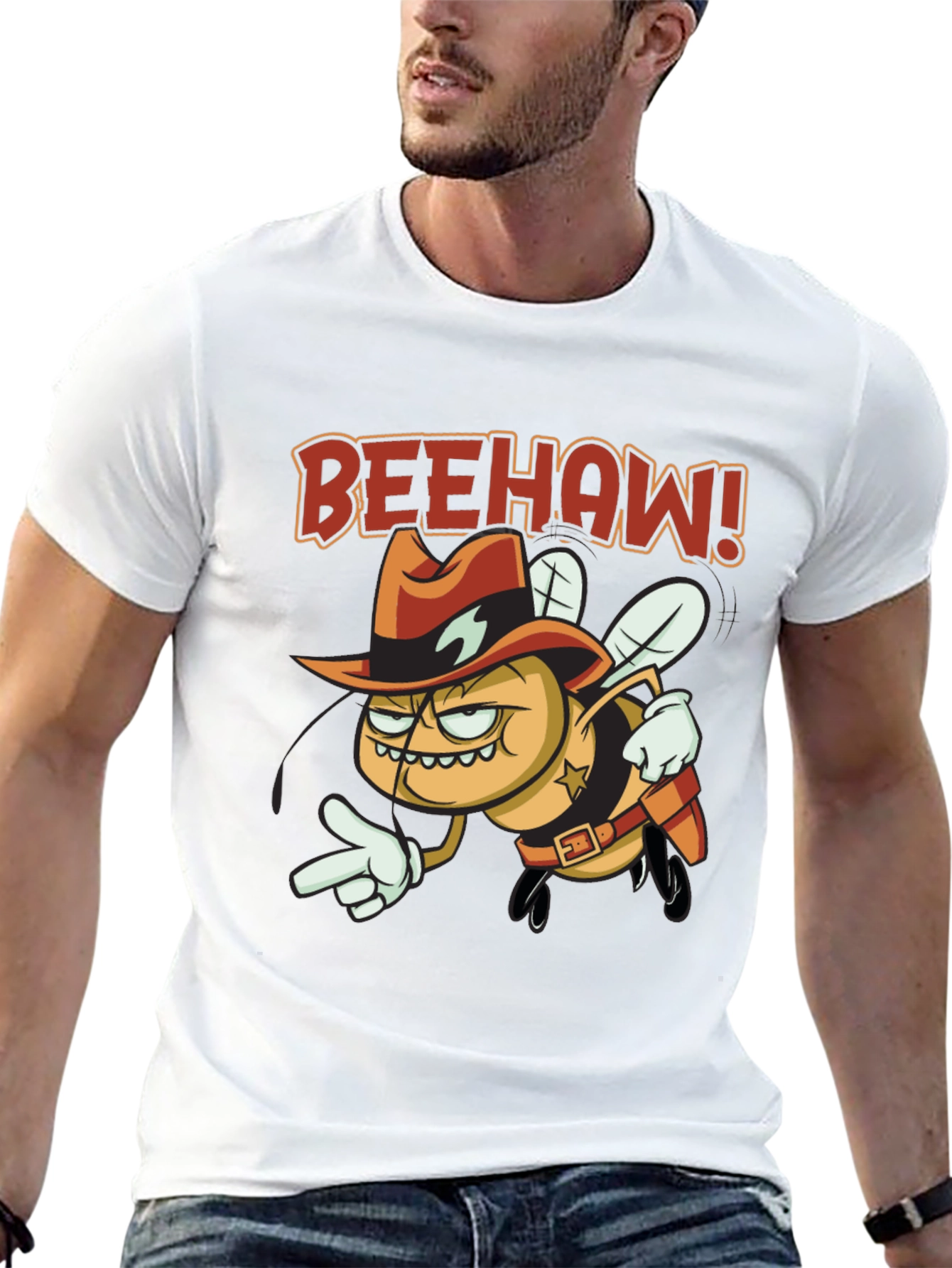 Beehaw Sheriff T-Shirt - Cartoon Bee Design